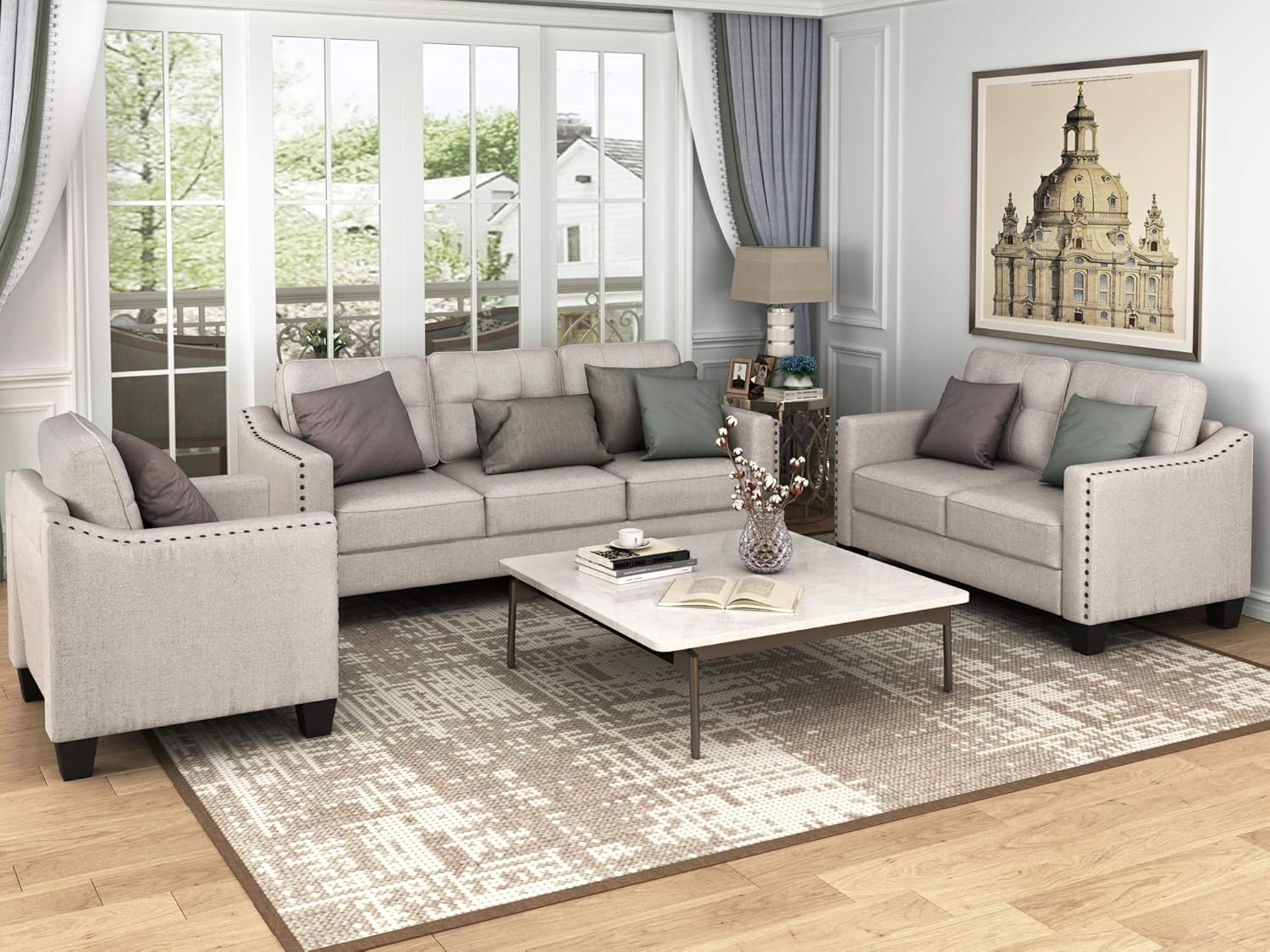 15+ Unbelievable 3 Piece Living Room Furniture Set Ideas | Coffe Image inside Aramis Vintage Grey Fabric 2 Piece Living Room Set With Queen Memory Foam Sleeper Sofa Bed & Arm Chair Set