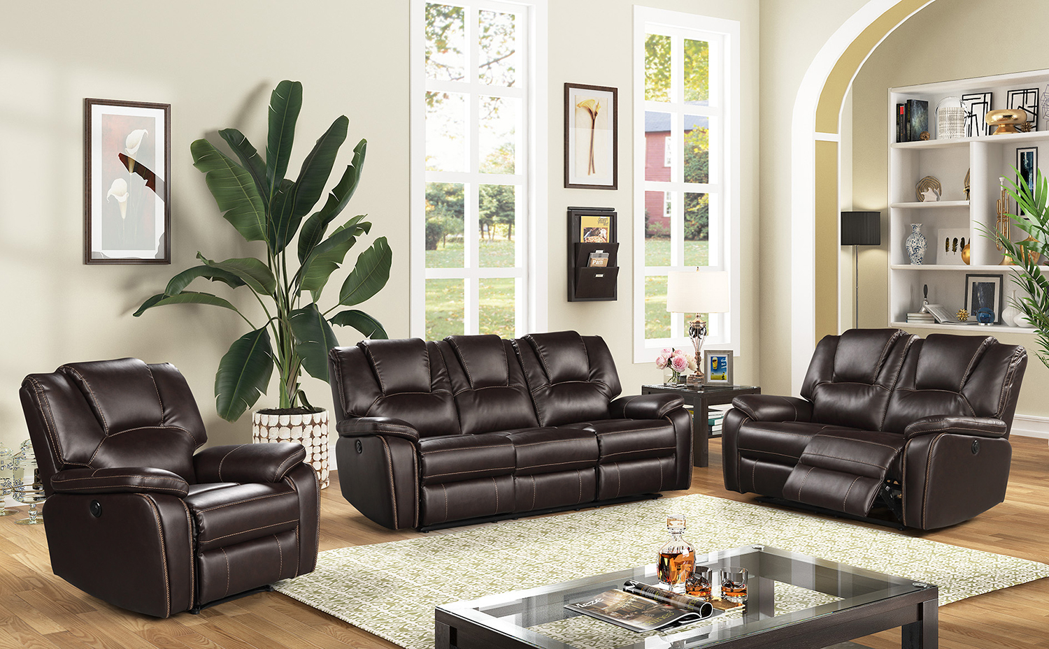 3-Piece Power Recliner Living Room Set Sfmg8087S | Sandy's Furniture for The Ultimate Guide to Comfort Samuel Navy Blue Leather Living Room Sets