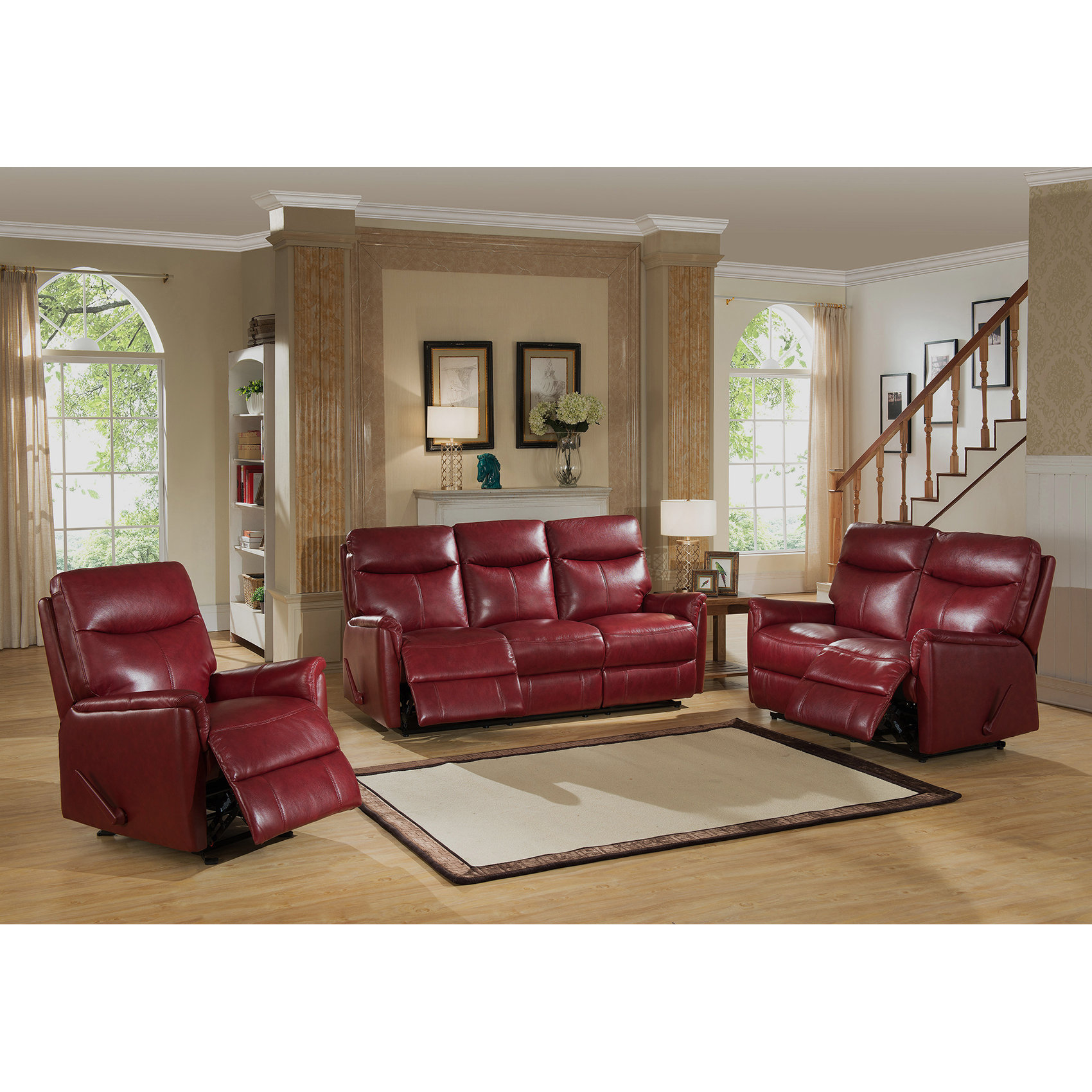 Amax Napa 3 Piece Leather Lay Flat Reclining Living Room Set | Wayfair throughout Creating Your Dream Living Room Experience with the Perfect Set