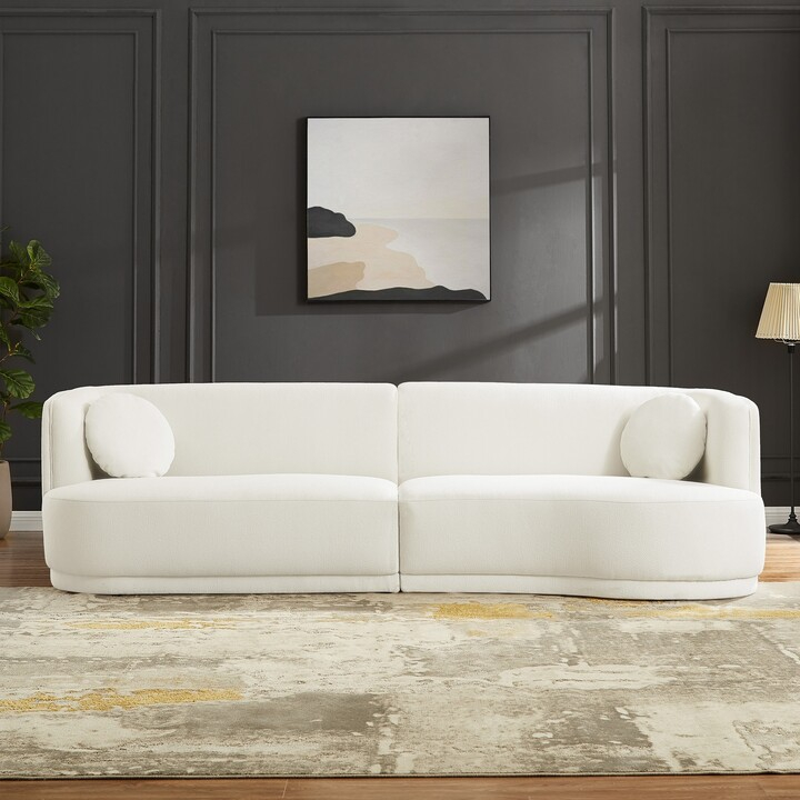 Ashcroft Palar Japandi Style Luxury Modern Boucle Fabric Curvy Couch ... pertaining to Finding the Perfect Japandi 93" Sofa for Your Lifestyle A Practical Guide
