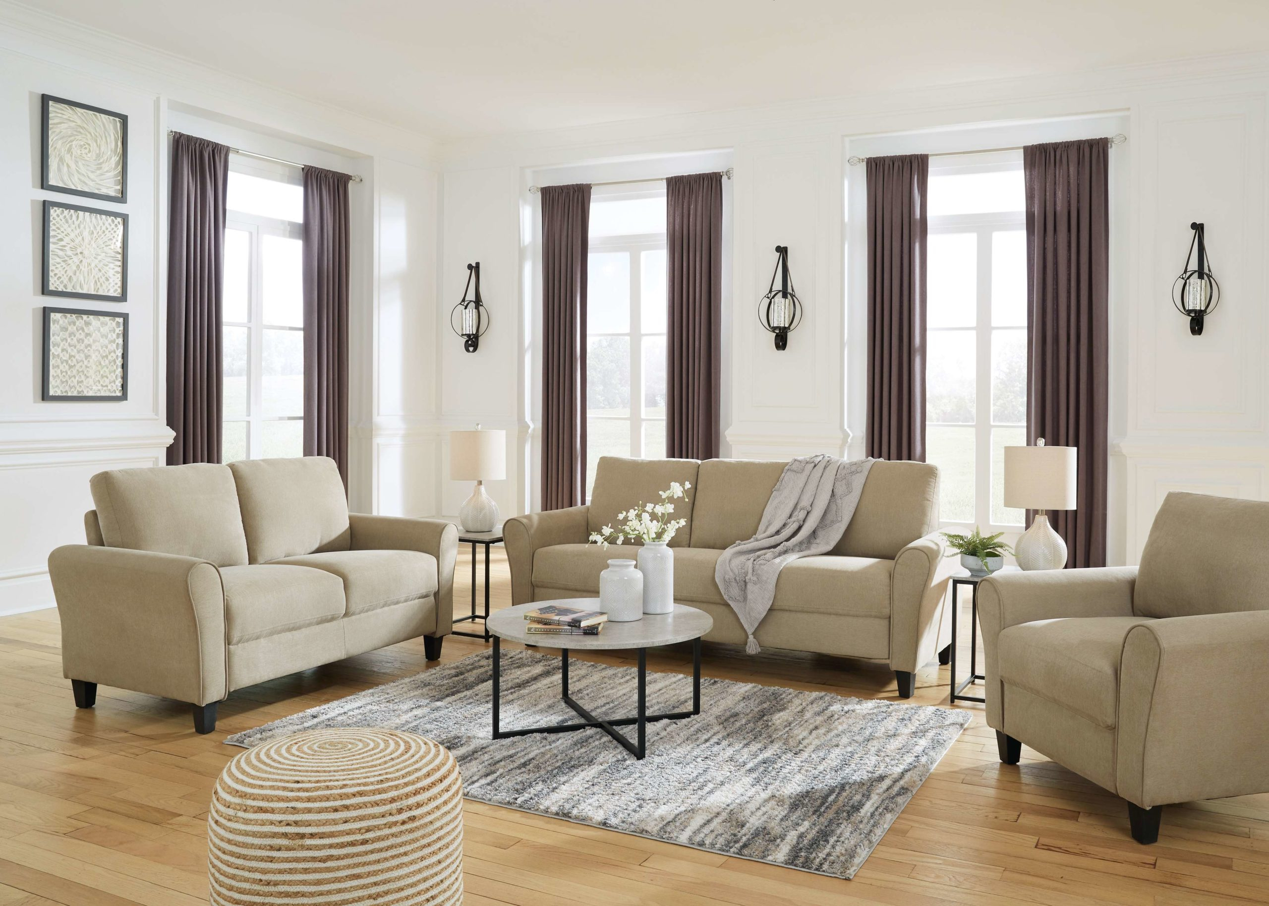 Ashley Furniture - Carten - Quartz - 3 Pc. - Ready To Assemble Sofa ... in Reid Grey Fabric Living Room Sets Are They Right for Your Home