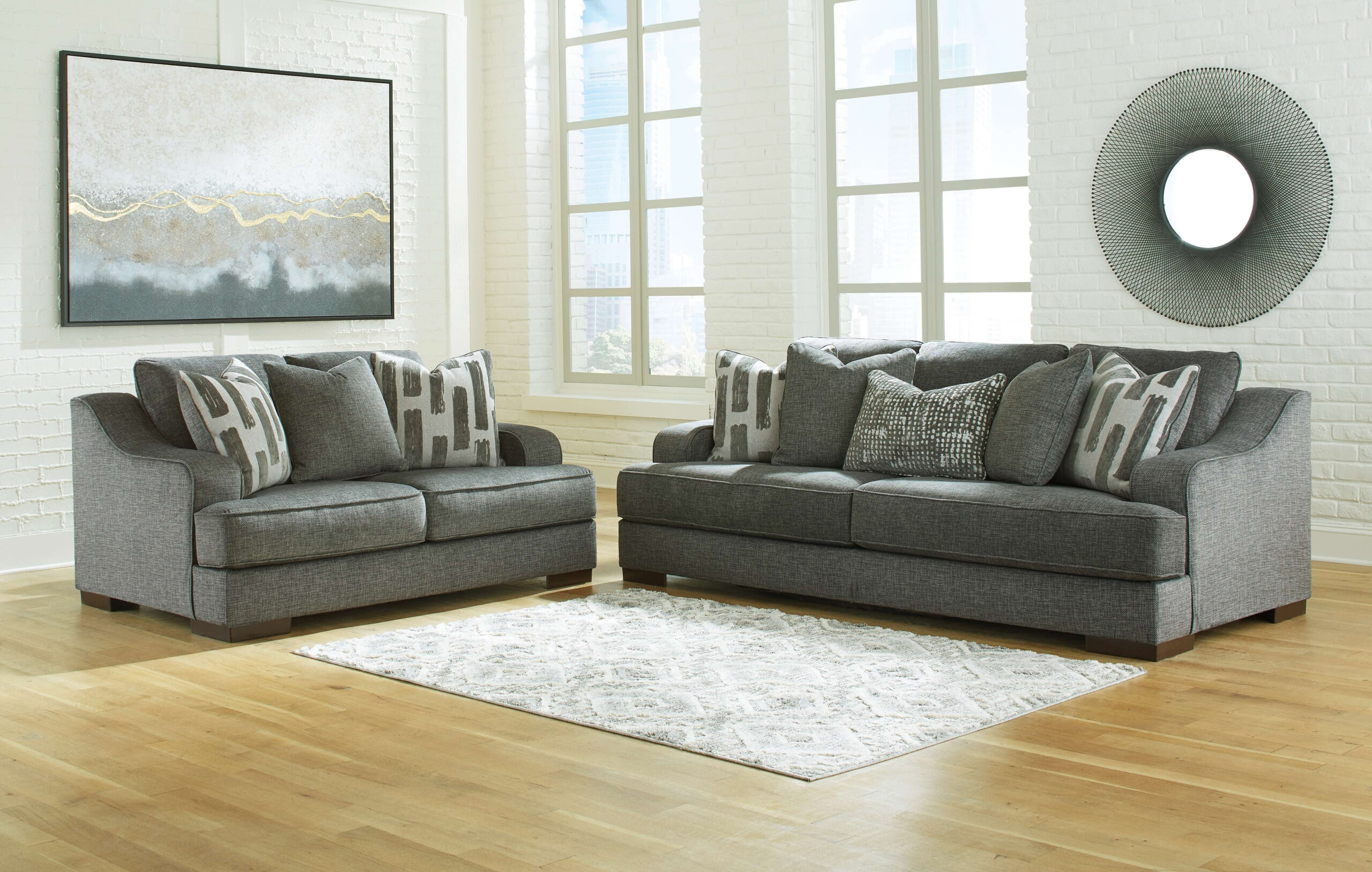 Ashley Furniture Living Room Set | Cabinets Matttroy throughout Monterey Beach Beige Fabric 86" 3 Piece Sofa Loveseat & Oversized Arm Chair Set