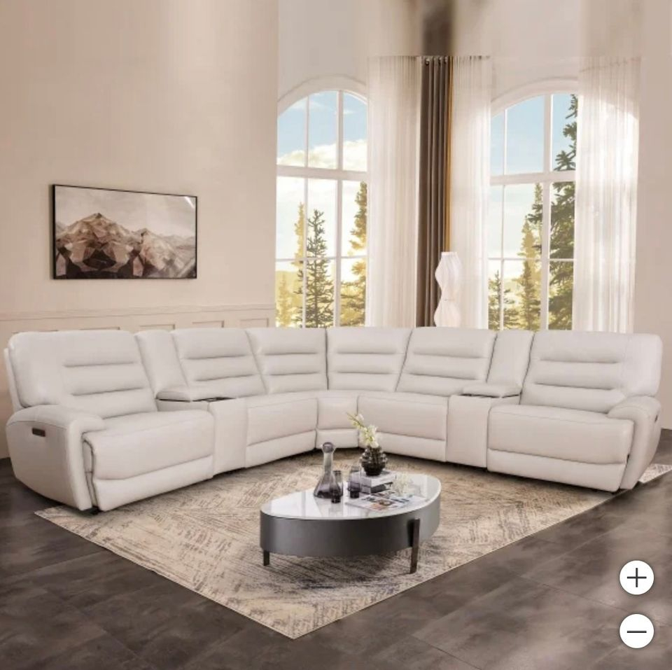 Aubrey 7-Piece Leather Power Zero Gravity Reclining Sectional With ... regarding Living Room Transformation How to Choose the Perfect Reclining Set for Your Space