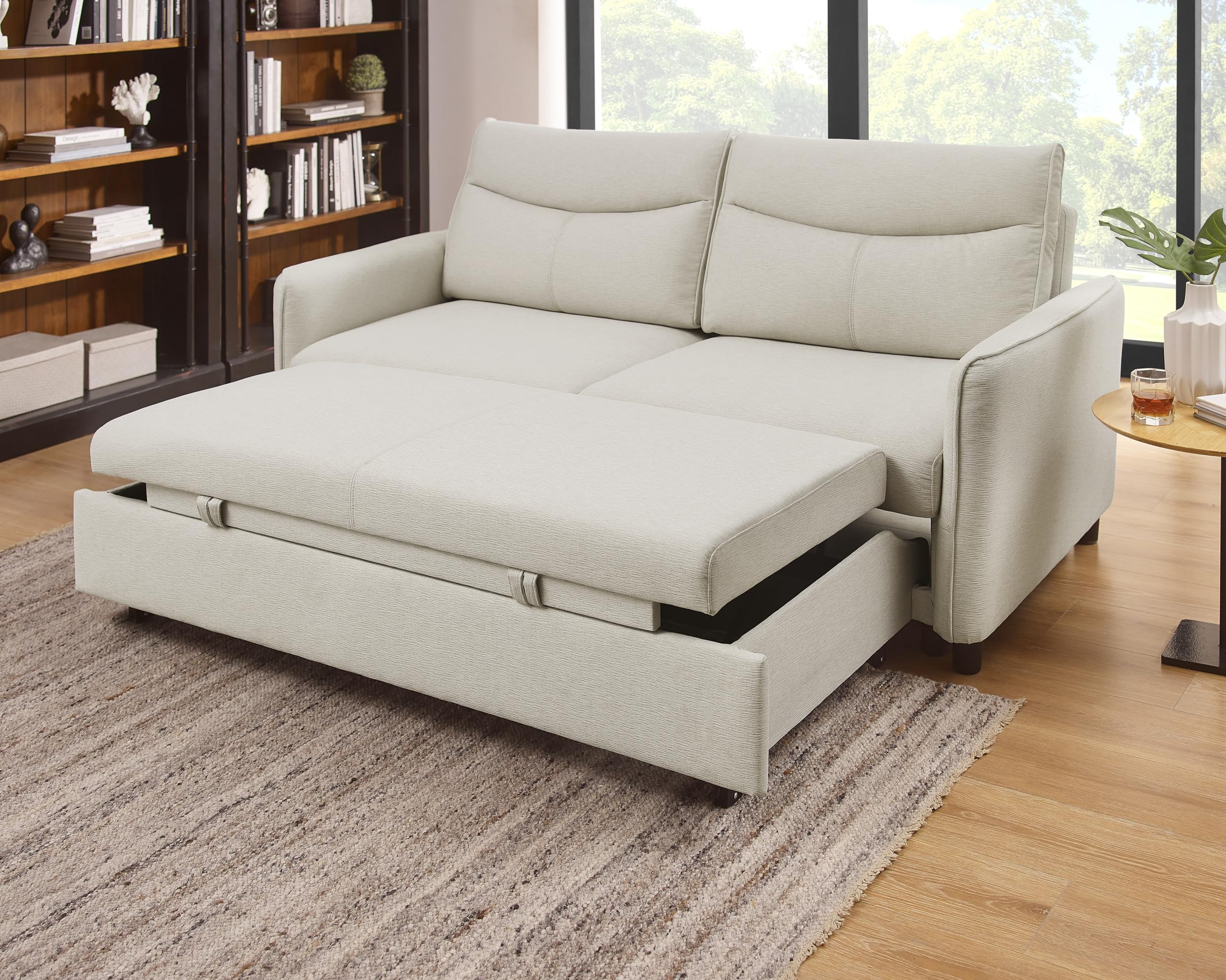 Best Queen Sofa Bed: Top Picks For Comfortable And Stylish in Basil Porcelain White Fabric 3 Piece Queen Memory Foam Sleeper Sofa Bed Loveseat & Swivel Cuddler Set