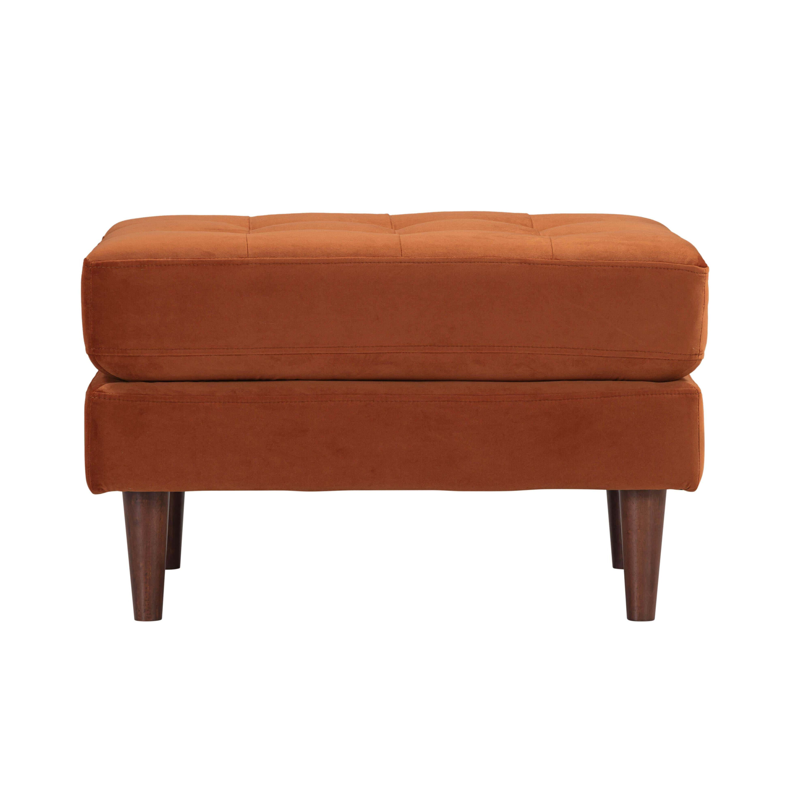 Cave Burnt Sienna Velvet Ottoman At Futonland with Santana Burnt Sienna Velvet Fabric 3 Piece 78" Sofa Chair & Ottoman Set