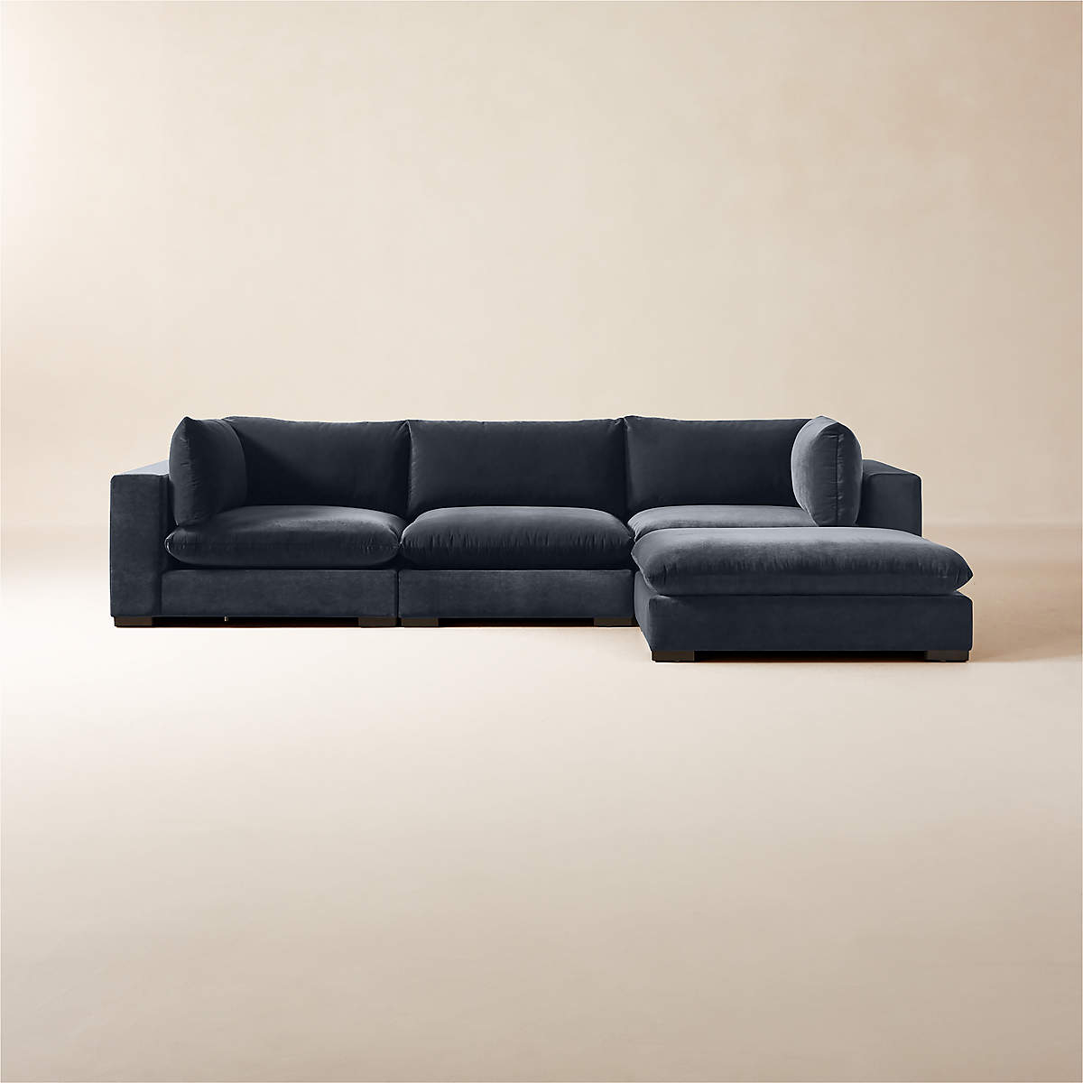 Deseo 4-Piece Modular Charcoal Grey Performance Velvet Sectional Sofa | Cb2 throughout Lyric Charcoal Grey Velvet: Unveiling the Elegance of a Modern Living Room