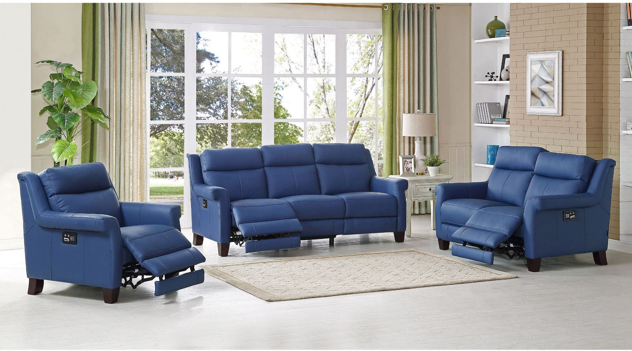Dolce Blue Power Reclining Living Room Set From Amax Leather | Coleman ... with regard to Serena Ii Steel Blue Leather 3 Piece Power Zero Gravity Reclining Living Room Set