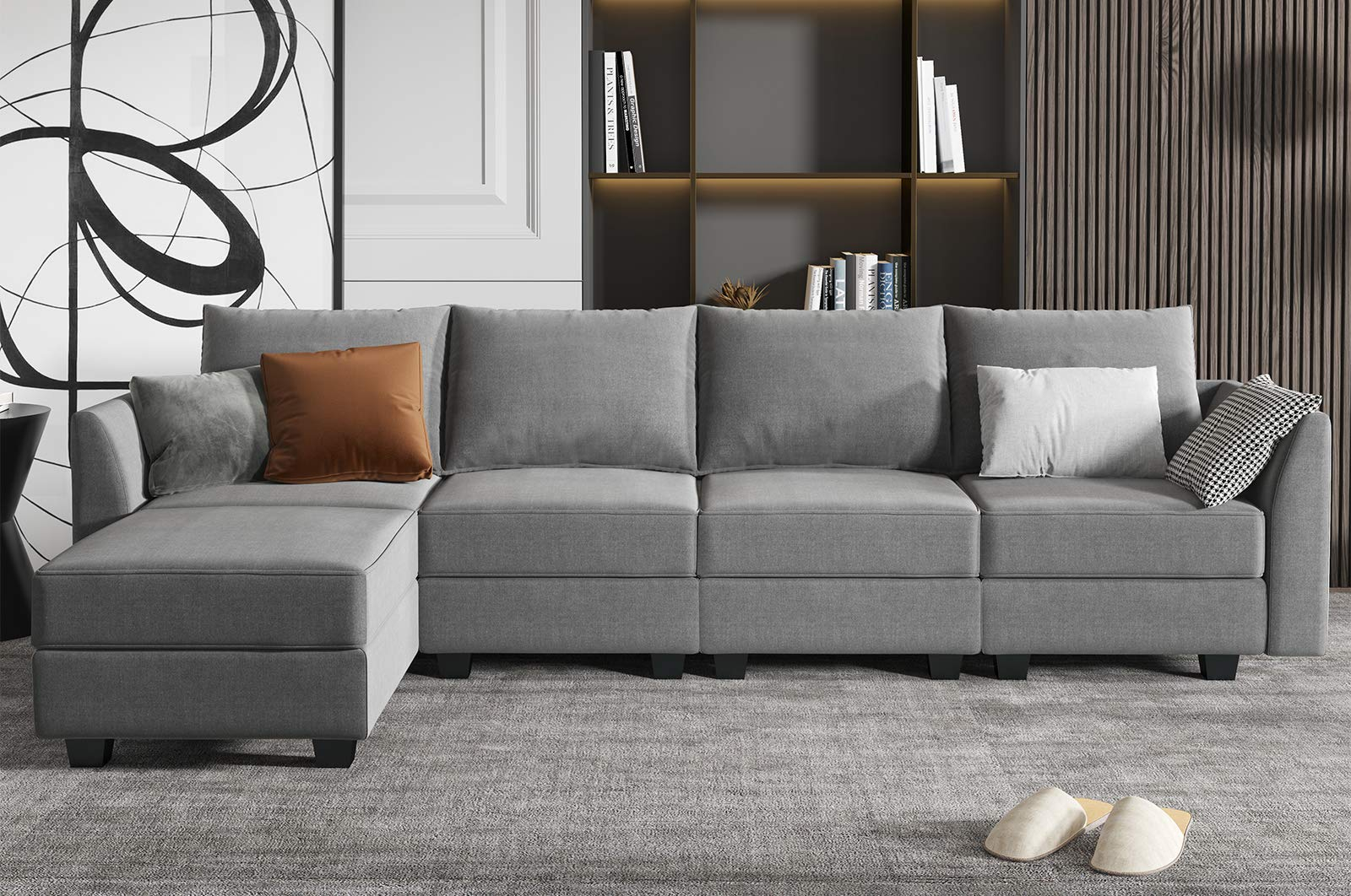 Honbay Grey Sectional Couch With Reversible Chaise Modern L-Shape Sofa ... pertaining to Maximizing Space with a Reversible Chaise Loveseat Innovative Design Solutions