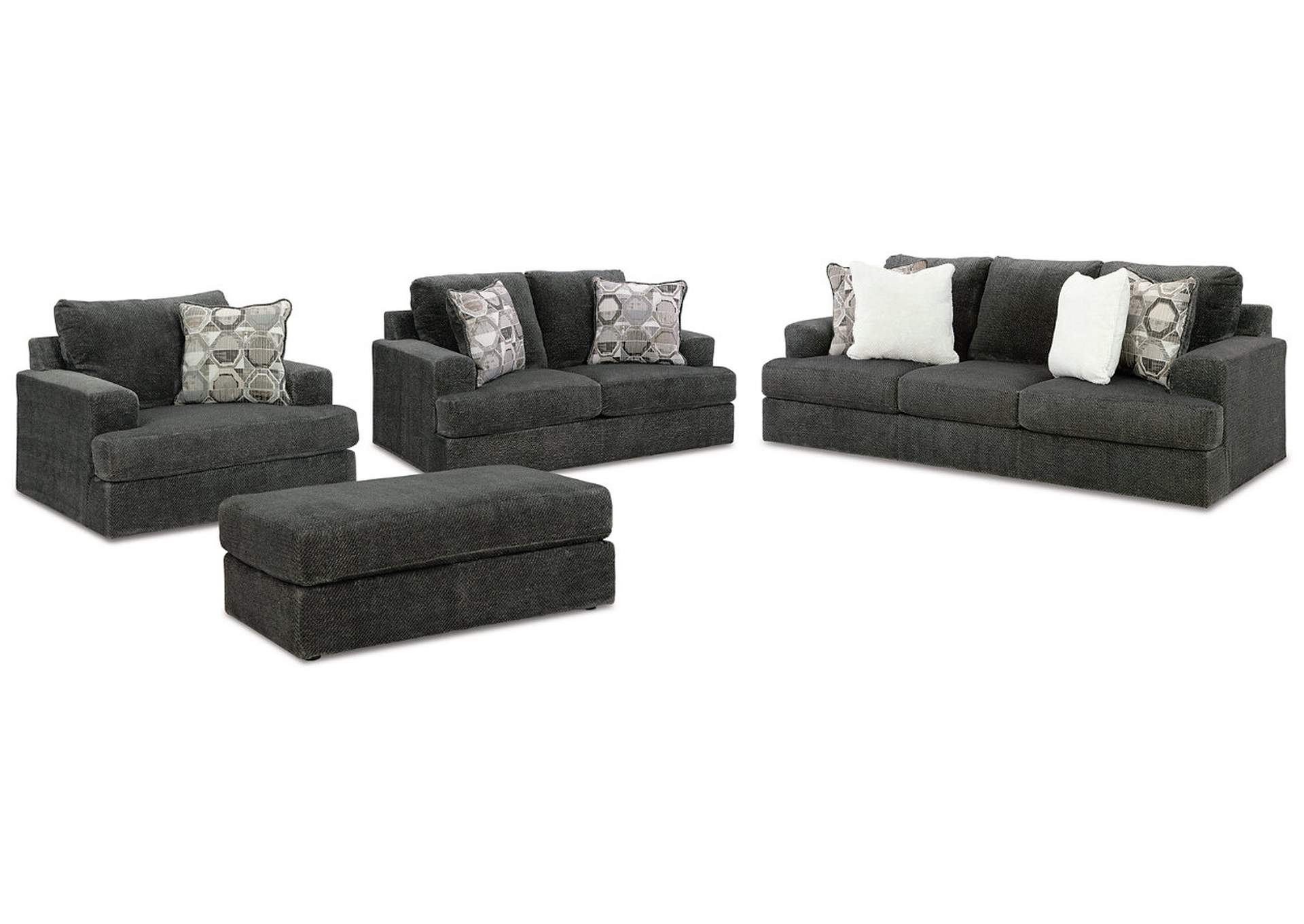 Karinne Sofa, Loveseat, Chair And Ottoman in Monterey Beach Beige Fabric 95" 4 Piece Sofa Loveseat Oversized Arm Chair & Ottoman Set