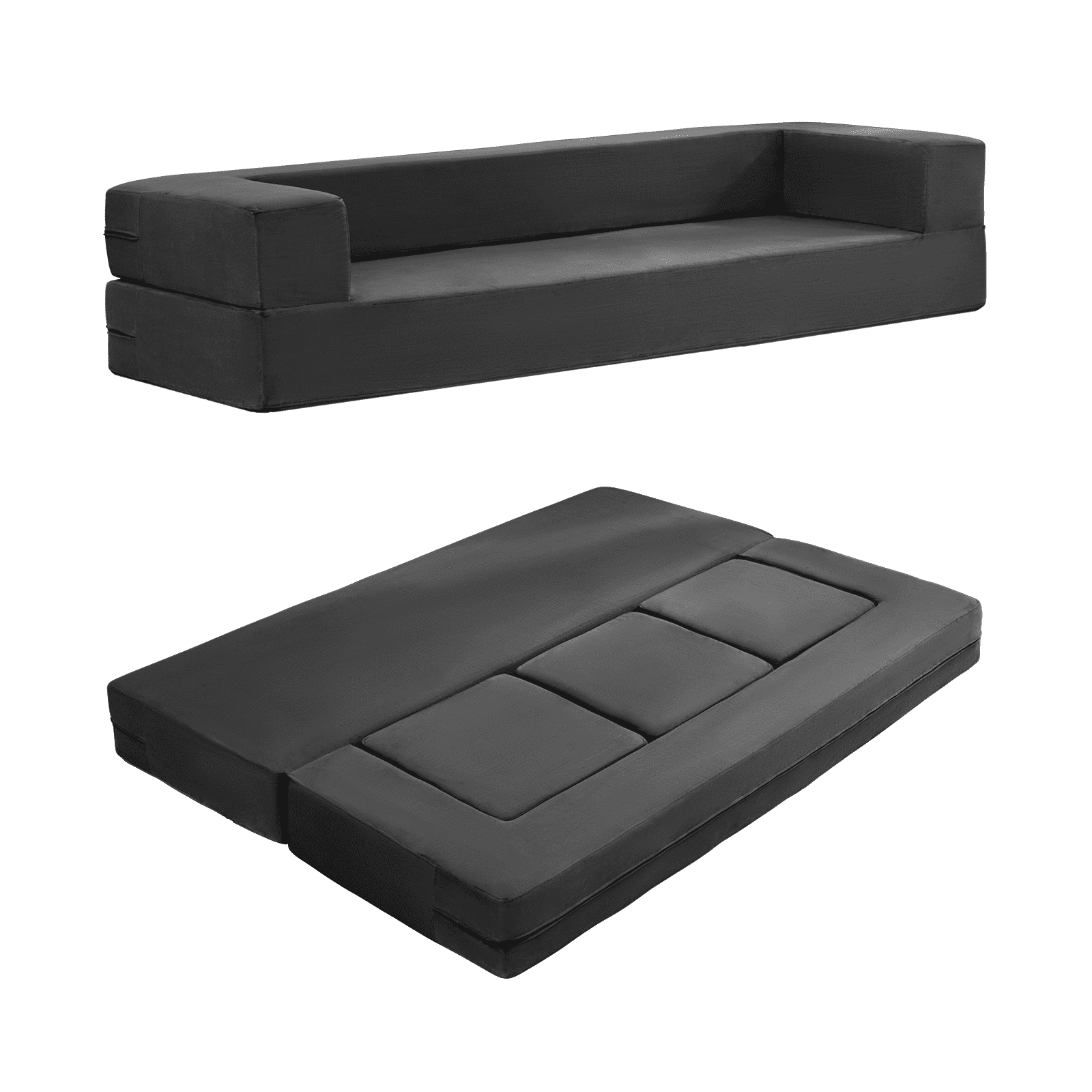 Mjkone Foldable Queen Size Sofa Bed With 3 Ottomans, Memory Foam Futon ... within Colby Smoke Grey Fabric 4 Piece Queen Memory Foam Sleeper Sofa Bed Loveseat Arm Chair & Ottoman Set