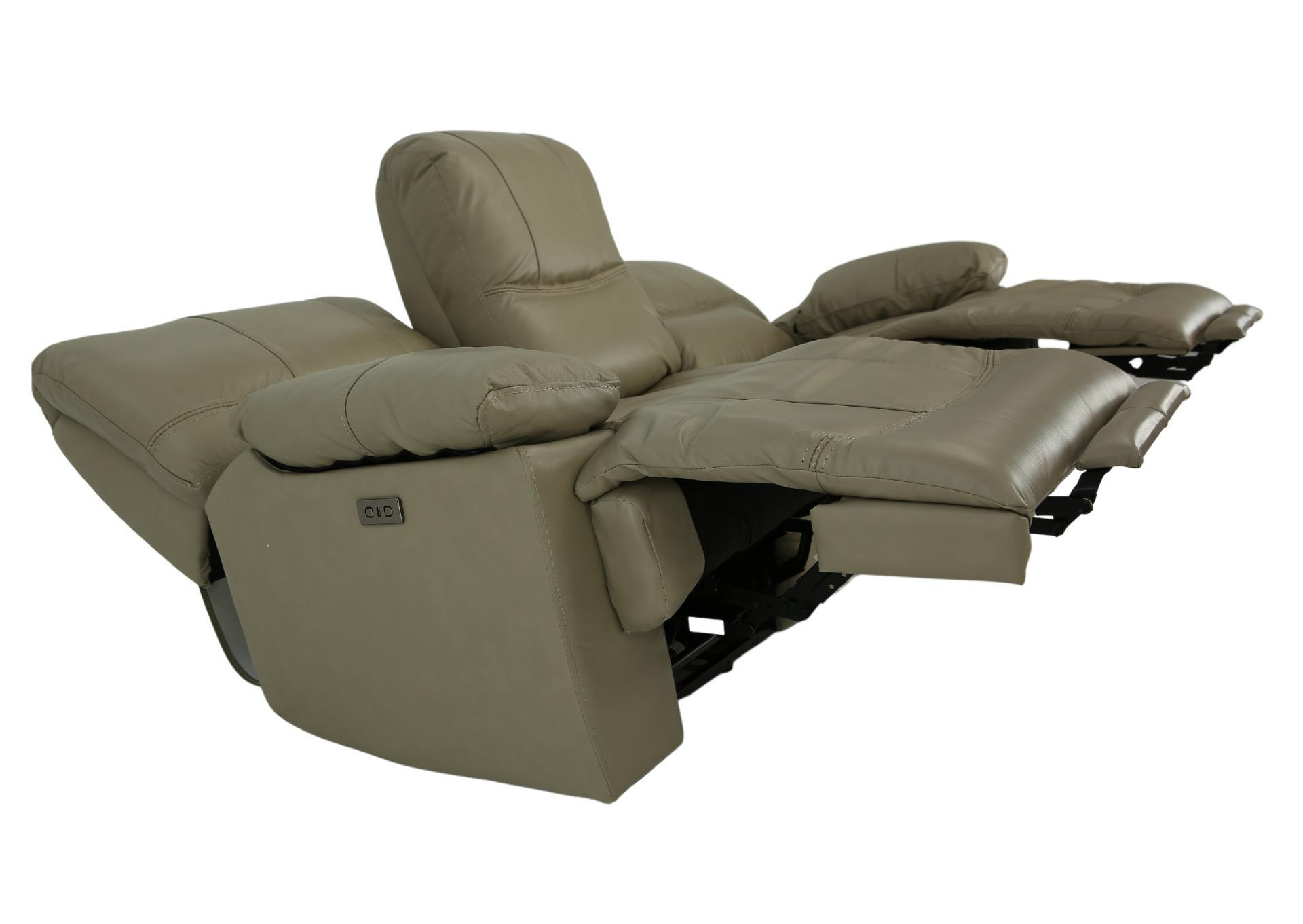 Odessa Taupe Leather 1P Power Zero Gravity Reclining Sofa Ivan Smith ... in 3 Piece Matrix Taupe Leather Power Zero Gravity Reclining Audio Living Room Set With Sofa Console Loveseat & Recliner