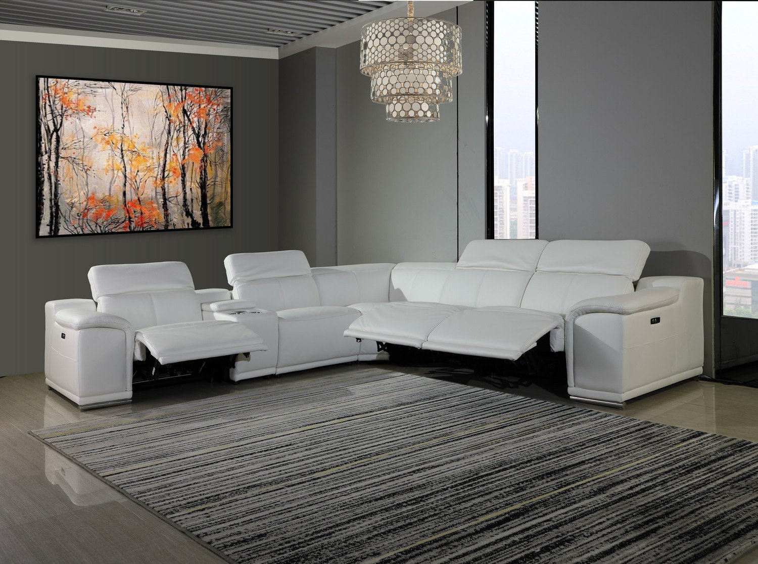 Orren Ellis Losurdo Italian Leather Power Reclining U Shaped Six Piece ... intended for The Science of Comfort How Reclining Positions Impact Your Well-being