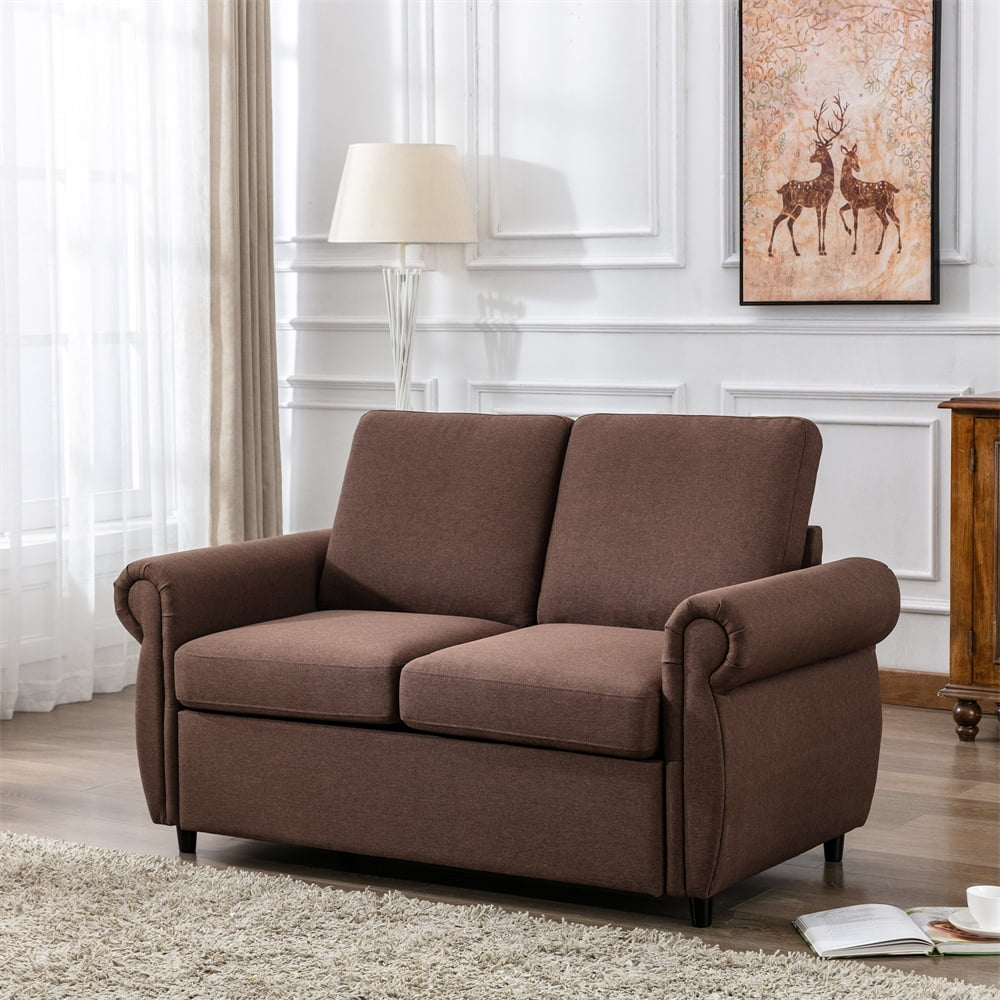 Pull Out Sofa Bed For Living Room, Twin Size Memory Mattress Sofa Bed ... in Aramis Cream Beige Fabric Sofa/Loveseat/Twin Memory Foam Arm Chair Sleeper Set