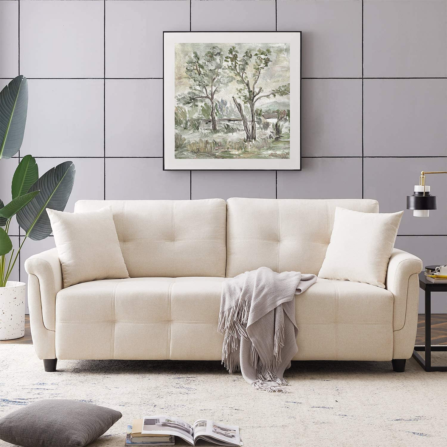 Tribesigns Mid-Century Upholstered 79.92" Rolled Arm Sofa Couch, Modern ... within Monterey Beach Beige Sofa Set Assembly and Maintenance Tips