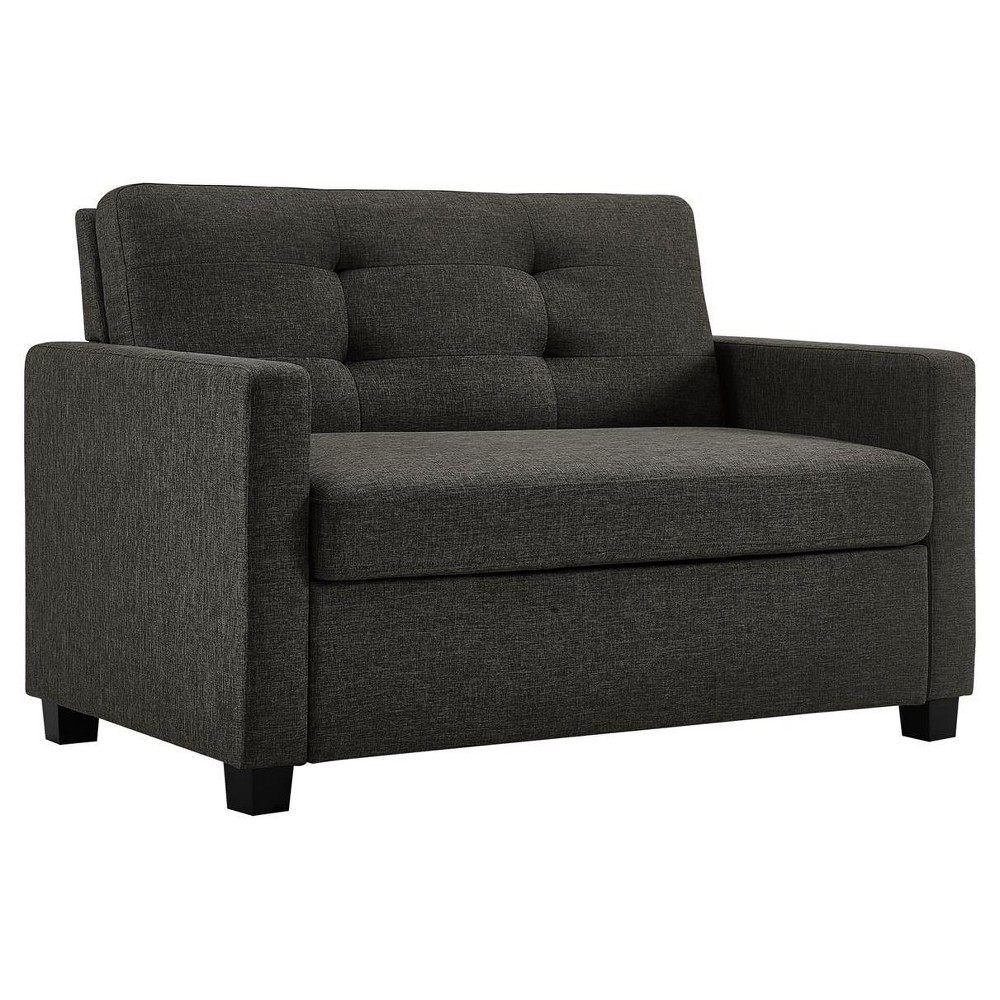 Twin Alice Sleeper Sofa With Memory Foam Mattress Gray Linen - Room ... intended for Athos Vintage Grey Fabric Sofa/Loveseat/Twin Memory Foam Arm Chair Sleeper Set