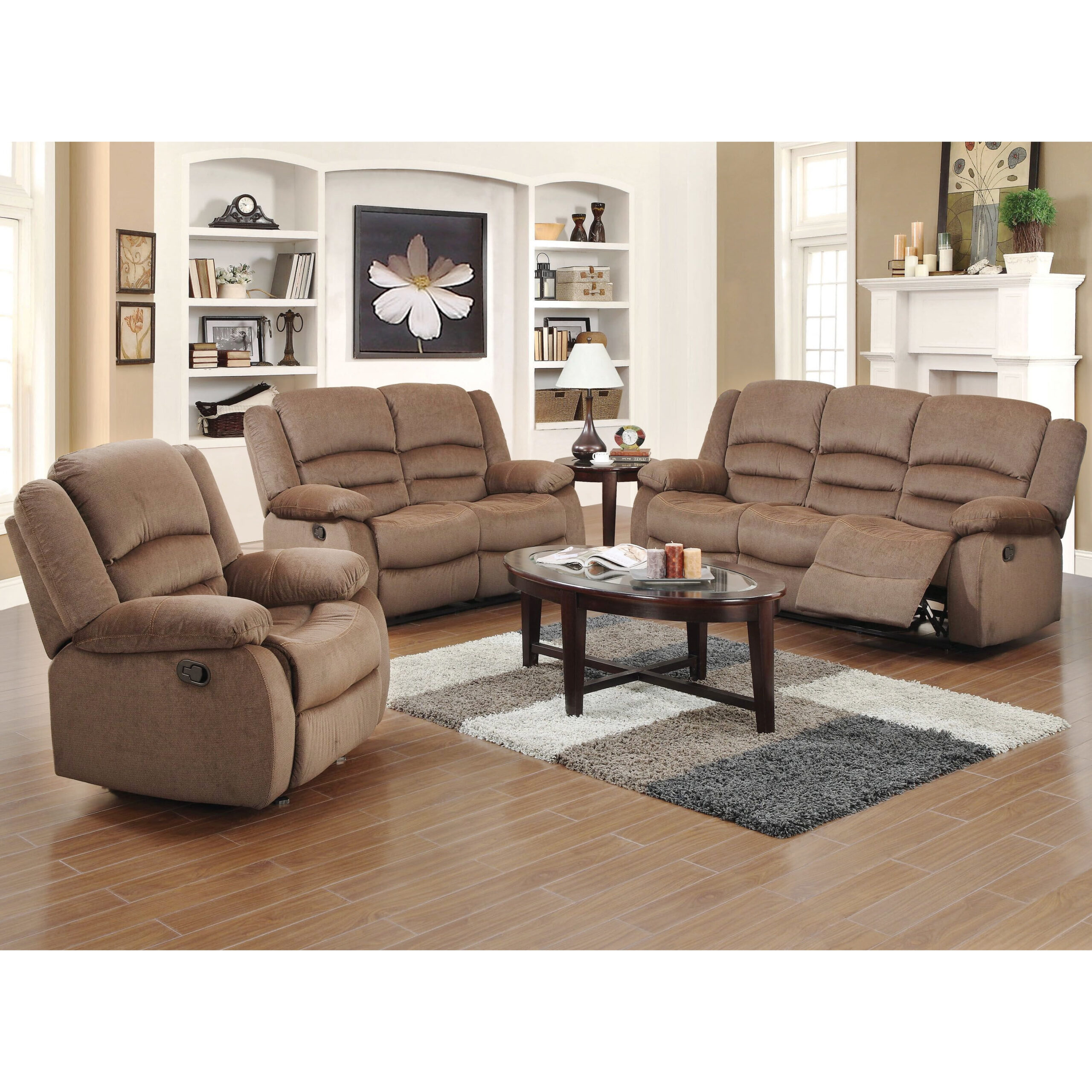 Us Pride Furniture Dallas Contemporary 3-Piece Fabric Reclining Sofa ... pertaining to Maximizing Space The Ottoman and Chair Integration with the Amallo Sofa Set