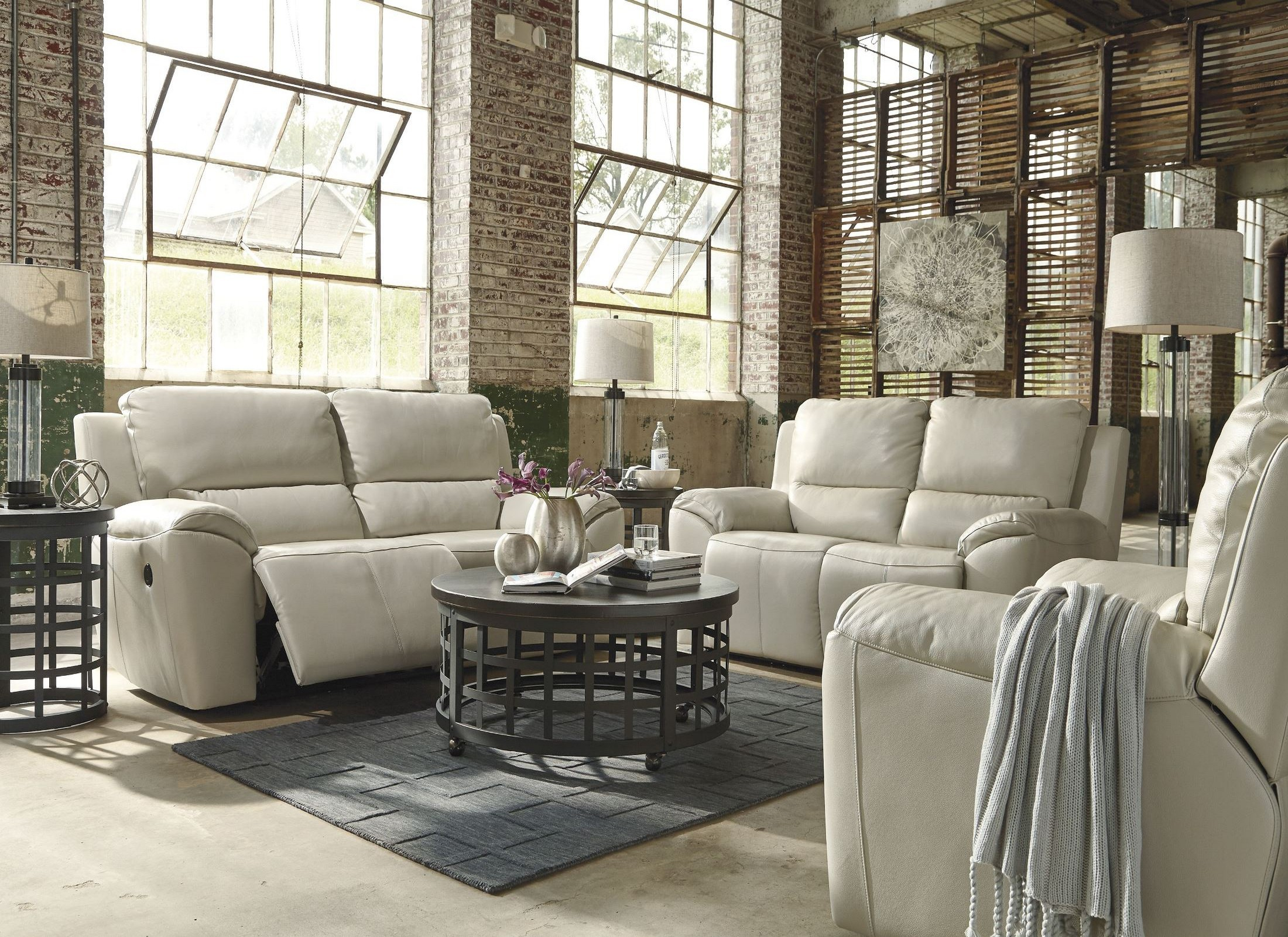 Valeton Cream Power Reclining Living Room Set From Ashley (U7350047 ... for 3 Piece Matrix Cream Leather Power Zero Gravity Reclining Audio Living Room Set With Sofa Console Loveseat & Recliner