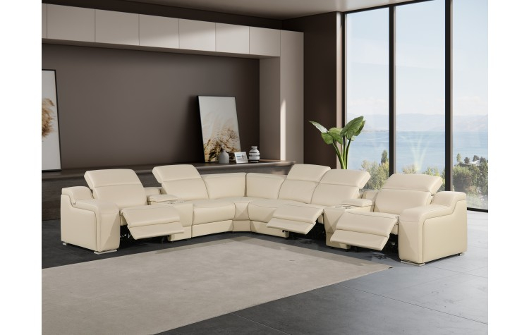 1116 Divanitalia Beige Top-Grain Italian Leather 8-Piece Sectional With ... inside The Ultimate Guide to Selecting Your First Top Grain Italian Leather Sofa