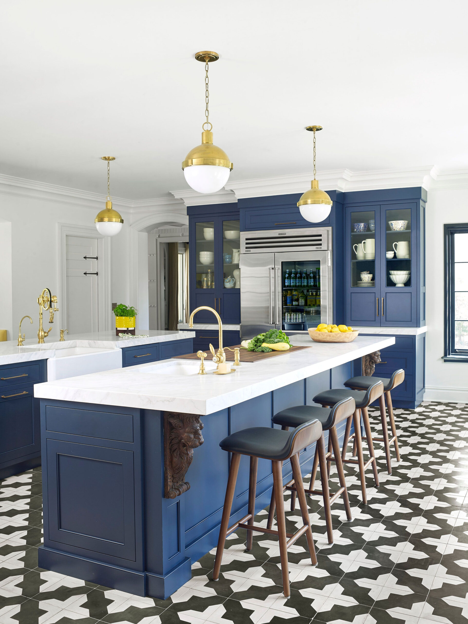 20 Coastal Kitchen Ideas To Bring The Beach To Your Home in Coastal Kitchen Island, Grooved Doors & Upper Storage Drawers, White/Dark Brown