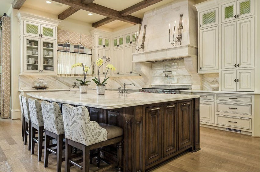 37 Large Kitchen Islands With Seating (Pictures) with regard to Classic Kitchen Island, Spacious Design With Multiple Open Shelves, White/Brown