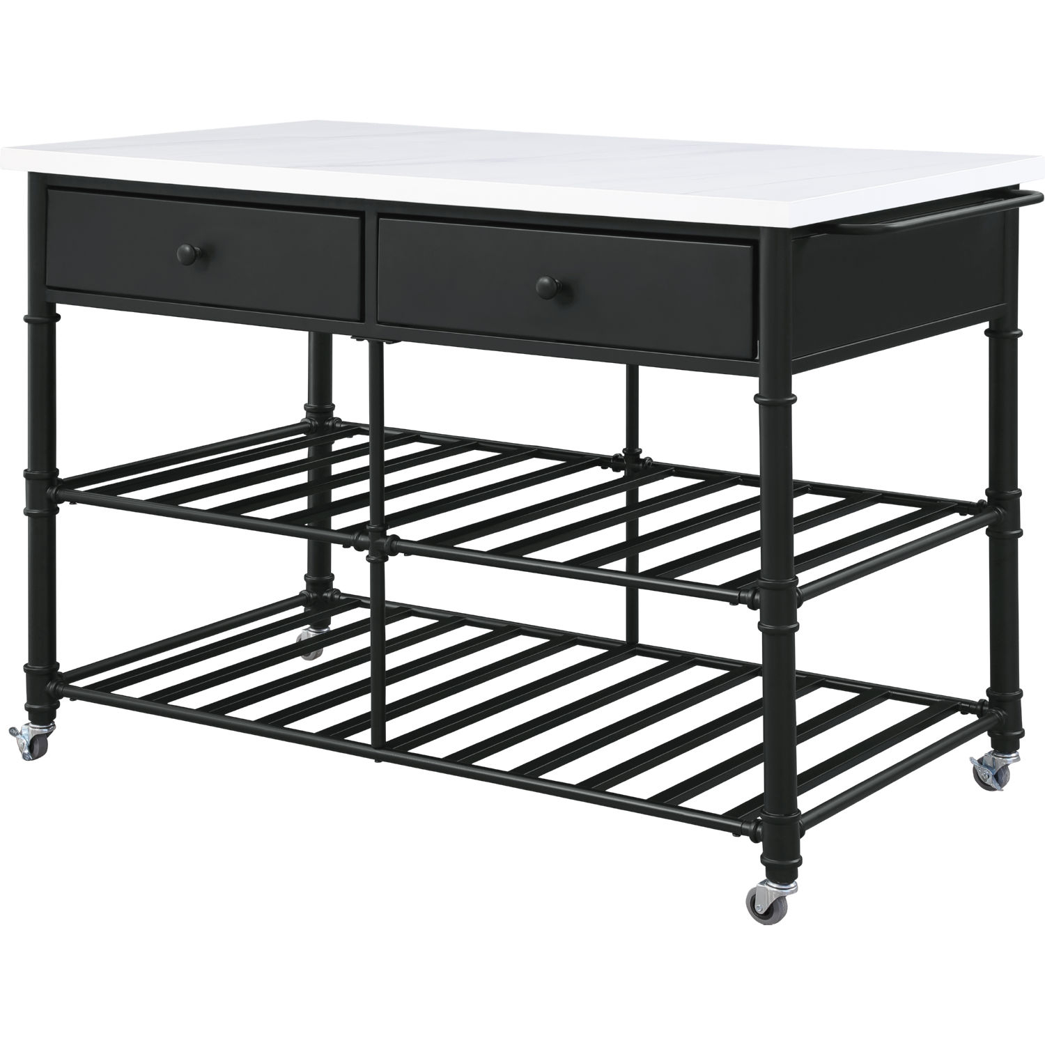 Acme 98942 Emery Kitchen Island In White Cultured Stone & Gray Finish within Acme Brahm Kitchen Island White Cultured Stone And Gray Finish