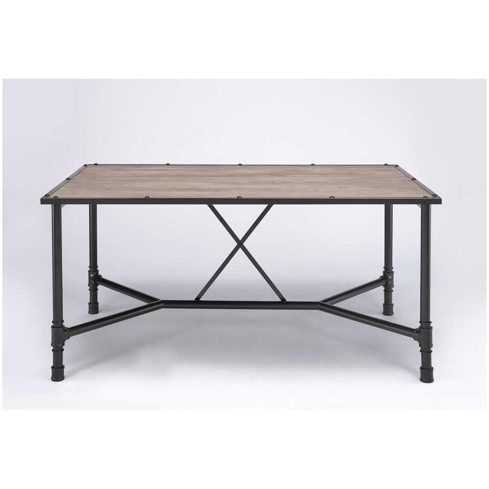 Acme Caitlin Dining Table, Rustic Oak & Black inside Acme Lona Kitchen Island, Rustic Oak And Black