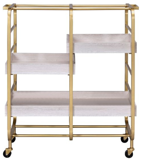 Acme Vorrik Serving Cart Gold And White-Washed - Contemporary - Kitchen ... intended for Acme Vorrik Serving Cart Gold And White-Washed