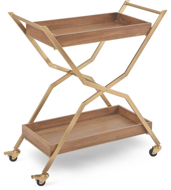 Adore Decor Jolie Kitchen Bar Cart Gold/Brown - Contemporary - Kitchen ... throughout Adore Decor Jolie Kitchen Bar Cart Gold/Brown