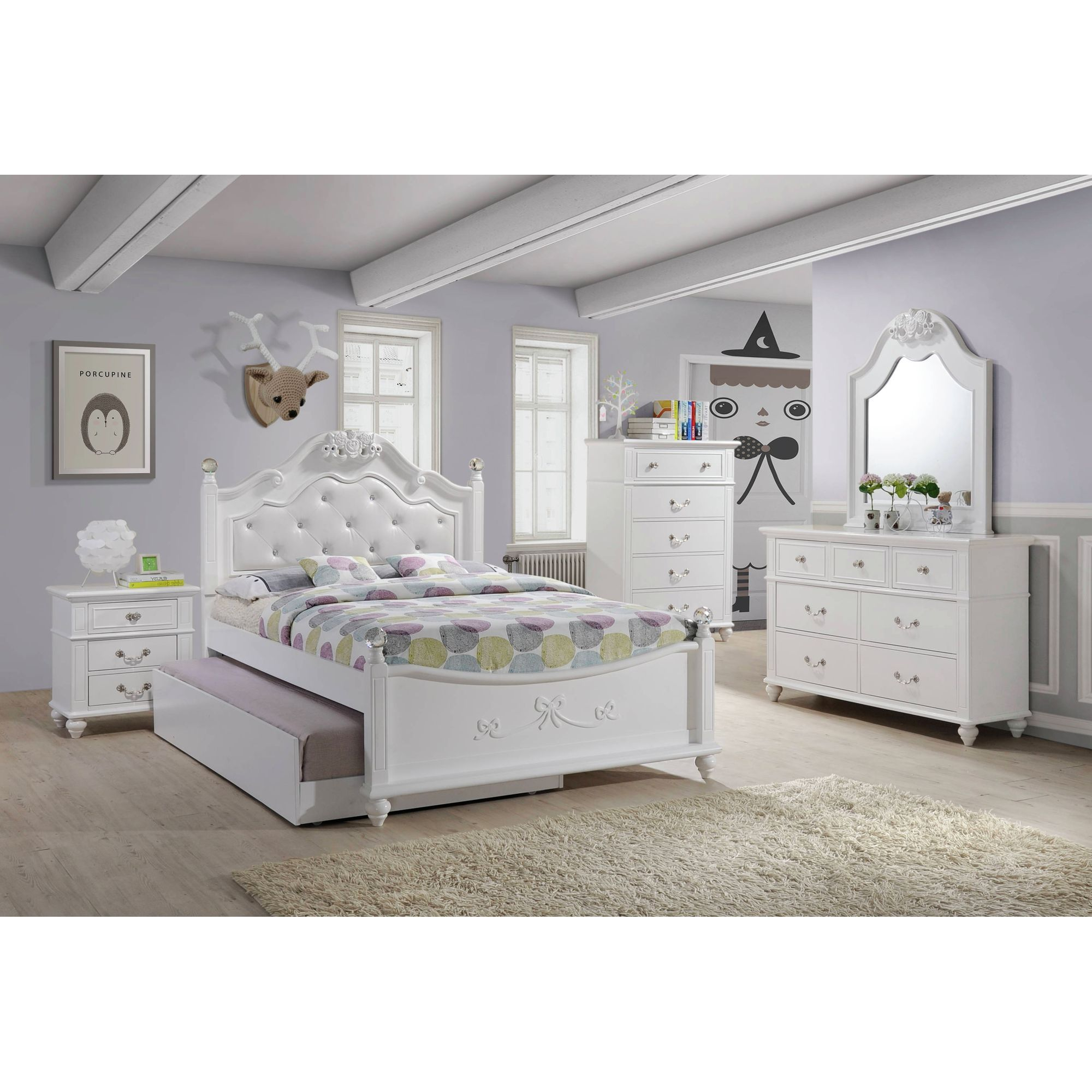 Alana - Full Platform 3 Piece Bedroom Set With Storage Trundle - White throughout Storage