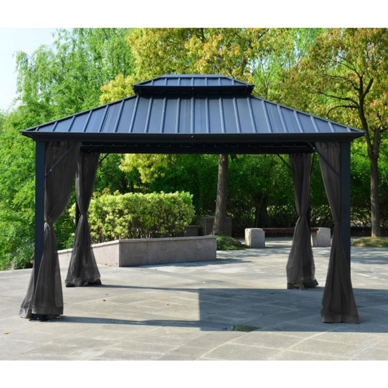 Aleko Double Roof 12 Ft. W X 10 Ft. D Aluminum Patio Gazebo | Wayfair.ca with Choosing the Right Aluminum Patio Gazebo Decoding Materials and Features