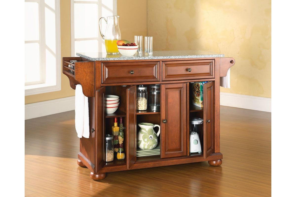 Alexandria Solid Granite Top Kitchen Island In Classic Cherry with regard to Alexandria Island Kitchens A Practical Guide to Features and Benefits