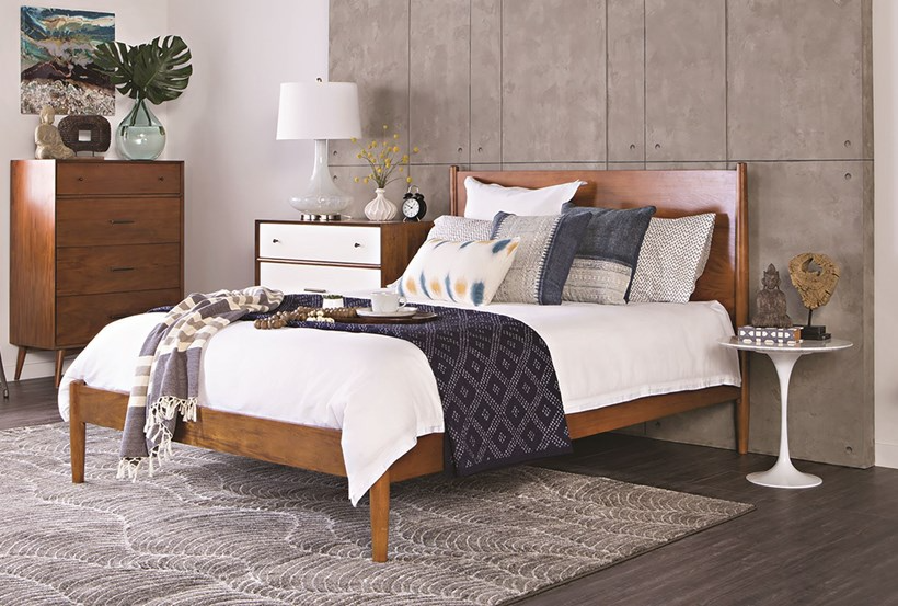 Alton Cherry Queen Platform Bed | Cherry Bedroom Furniture, California ... within Alton Cherry Ii Queen Wood Platform Bed & Headboard 3 Piece Bedroom Set With 2 Nightstands