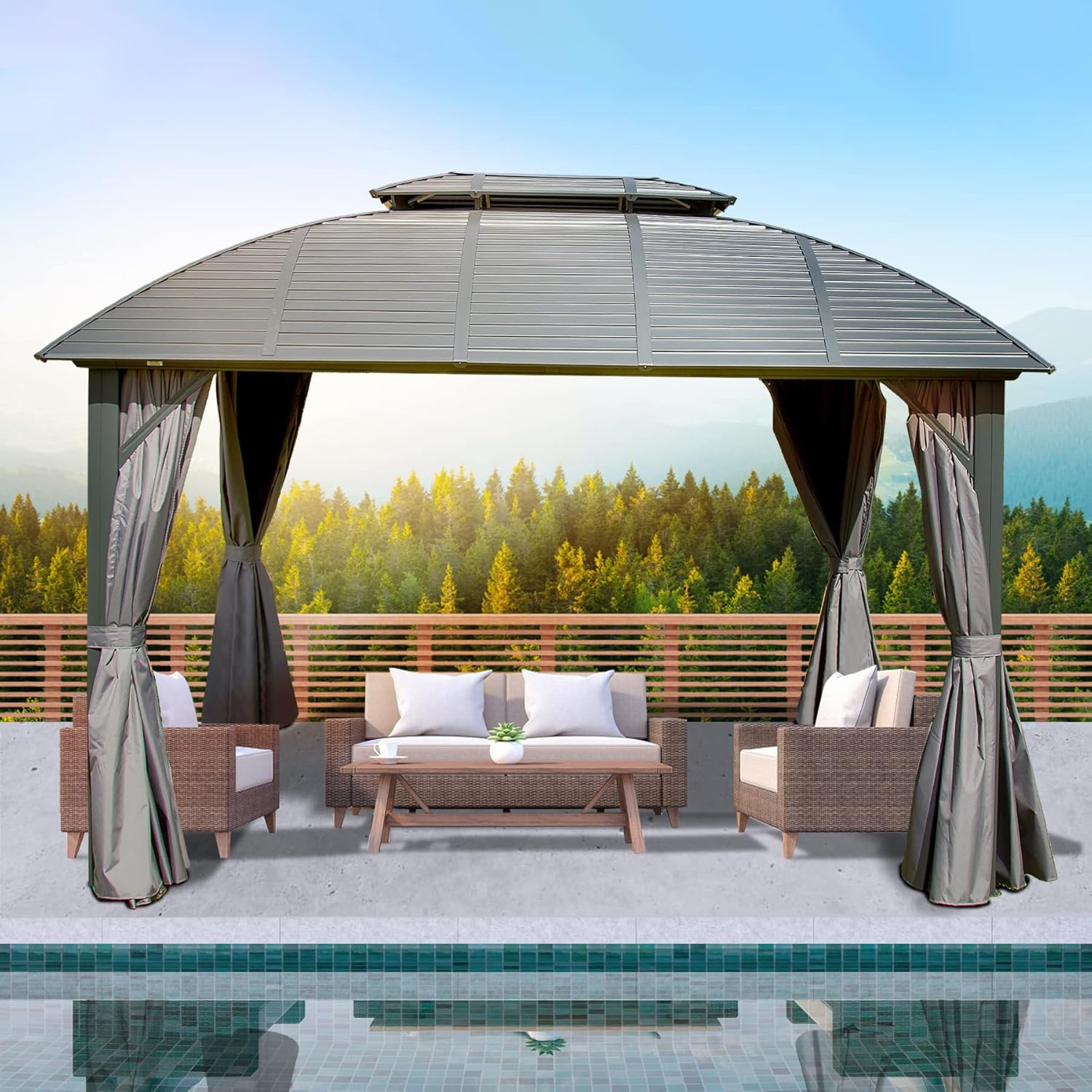Amazon.com : Domi Outdoor Living 10' X 12' Hardtop Gazebo Aluminum ... within Choosing the Right Aluminum Patio Gazebo Decoding Materials and Features