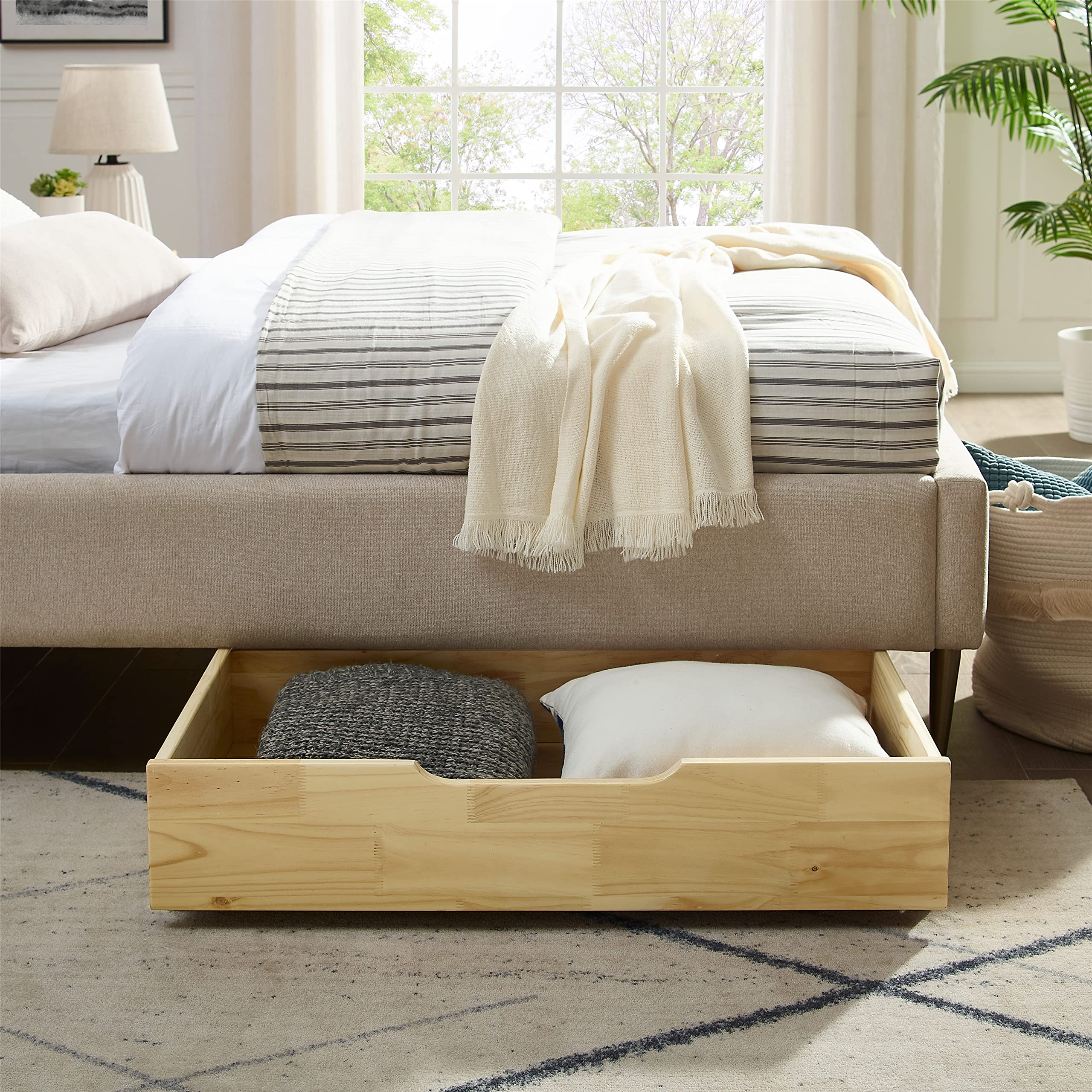 Amazon.com: Musehomeinc Solid Wood Under Bed Storage Drawer With 4 ... inside Storage