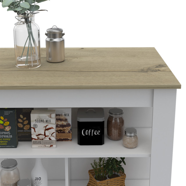 Antibacterial Delos Kitchen Island White-Light Oak - Midcentury ... intended for Antibacterial Delos Kitchen Island White-Light Grey