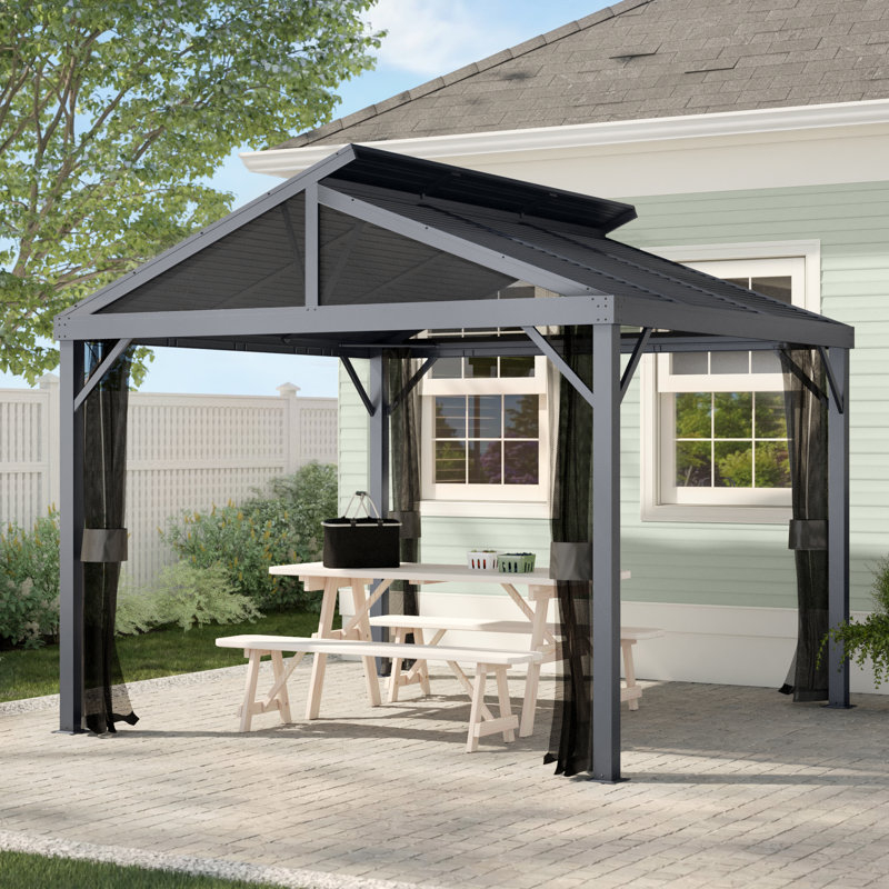 Arlmont & Co. Bickleton 8 Ft. W X 8 Ft. D Aluminum Patio Gazebo ... in 8 Ft. W X 8 Ft. D Patio Gazebo With Double Roof