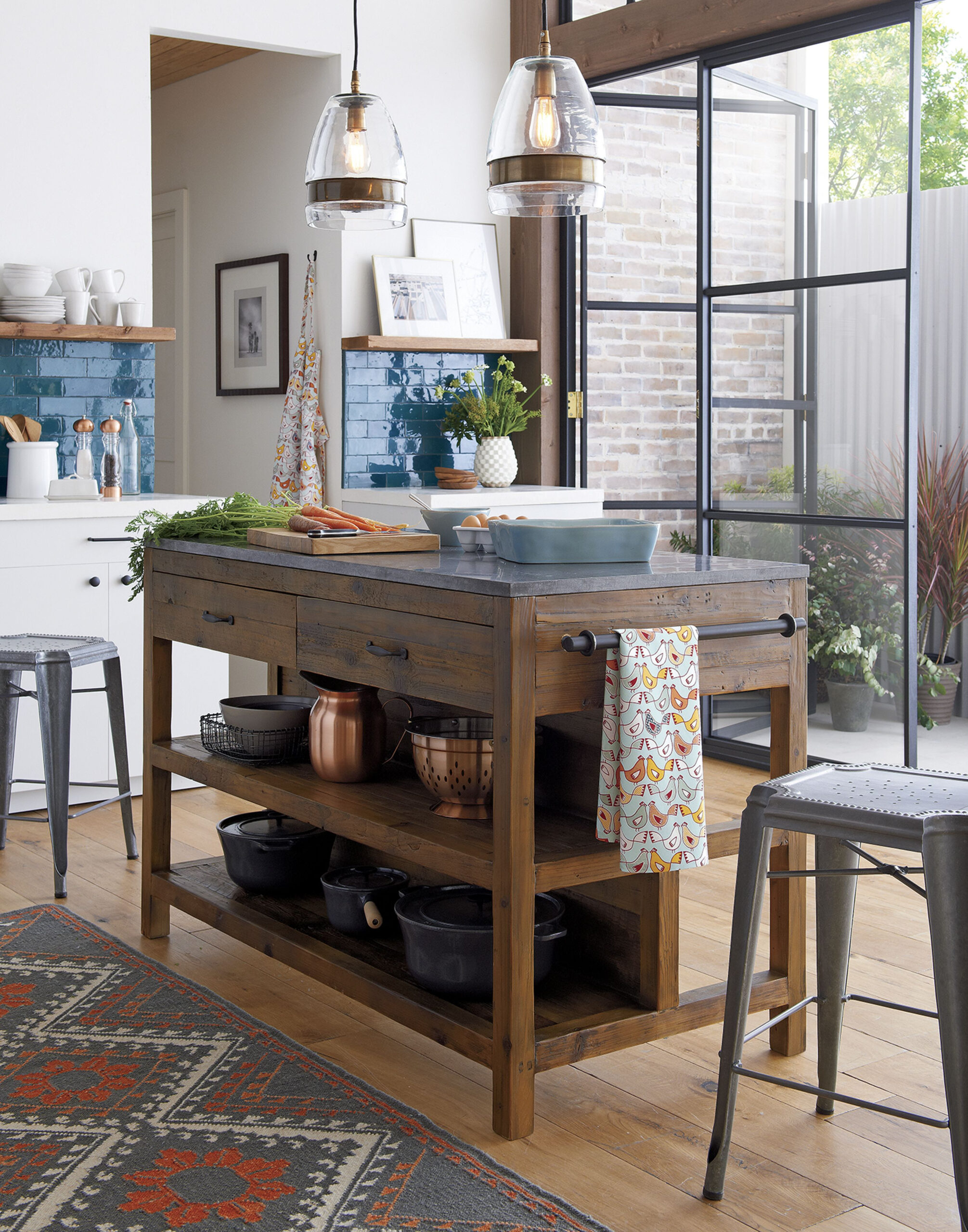 Awesome Where To Buy Rustic Kitchen Island References pertaining to Bowery Hill 3-Shelf Wooden Kitchen Island In Marble And Rustic Brown