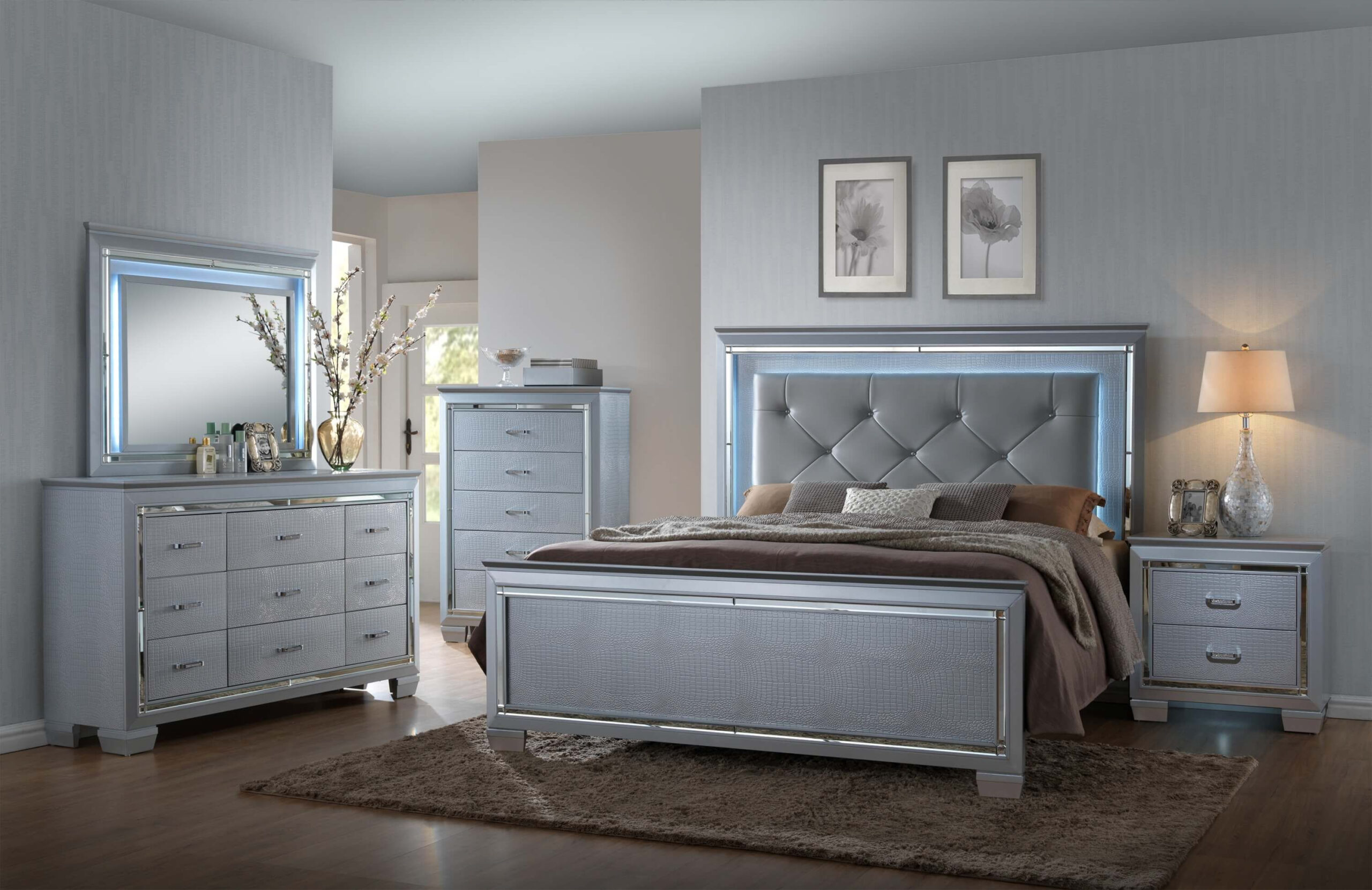 B7100 Lillian Led Bedroom Set By Crown Mark | Bedroom Furniture Sets ... within Storage
