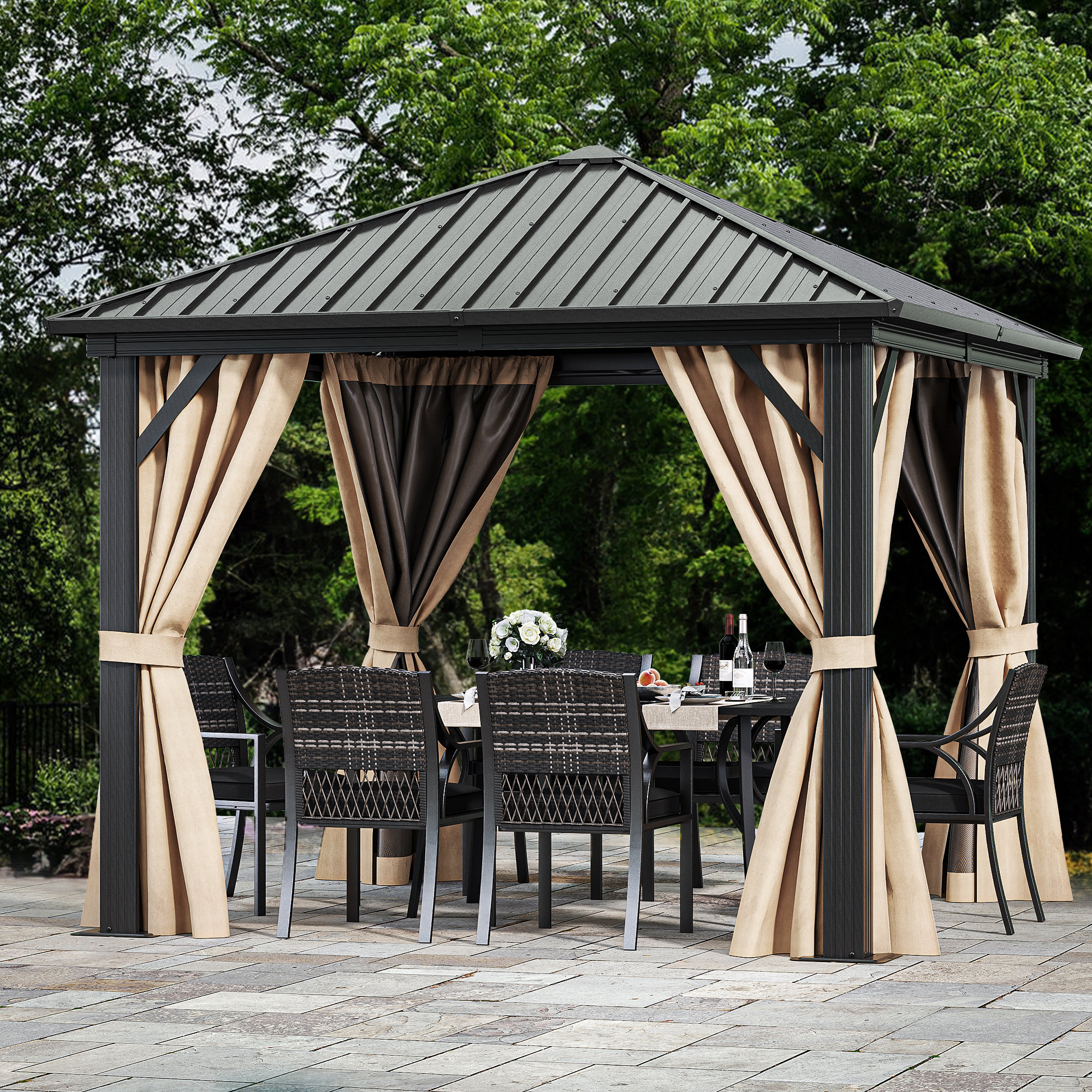 Balconera 10 Ft. W X 10 Ft. D Aluminum Patio Gazebo | Wayfair for Creating Your Outdoor Oasis A Guide to 10x10 Aluminum Gazebo Placement