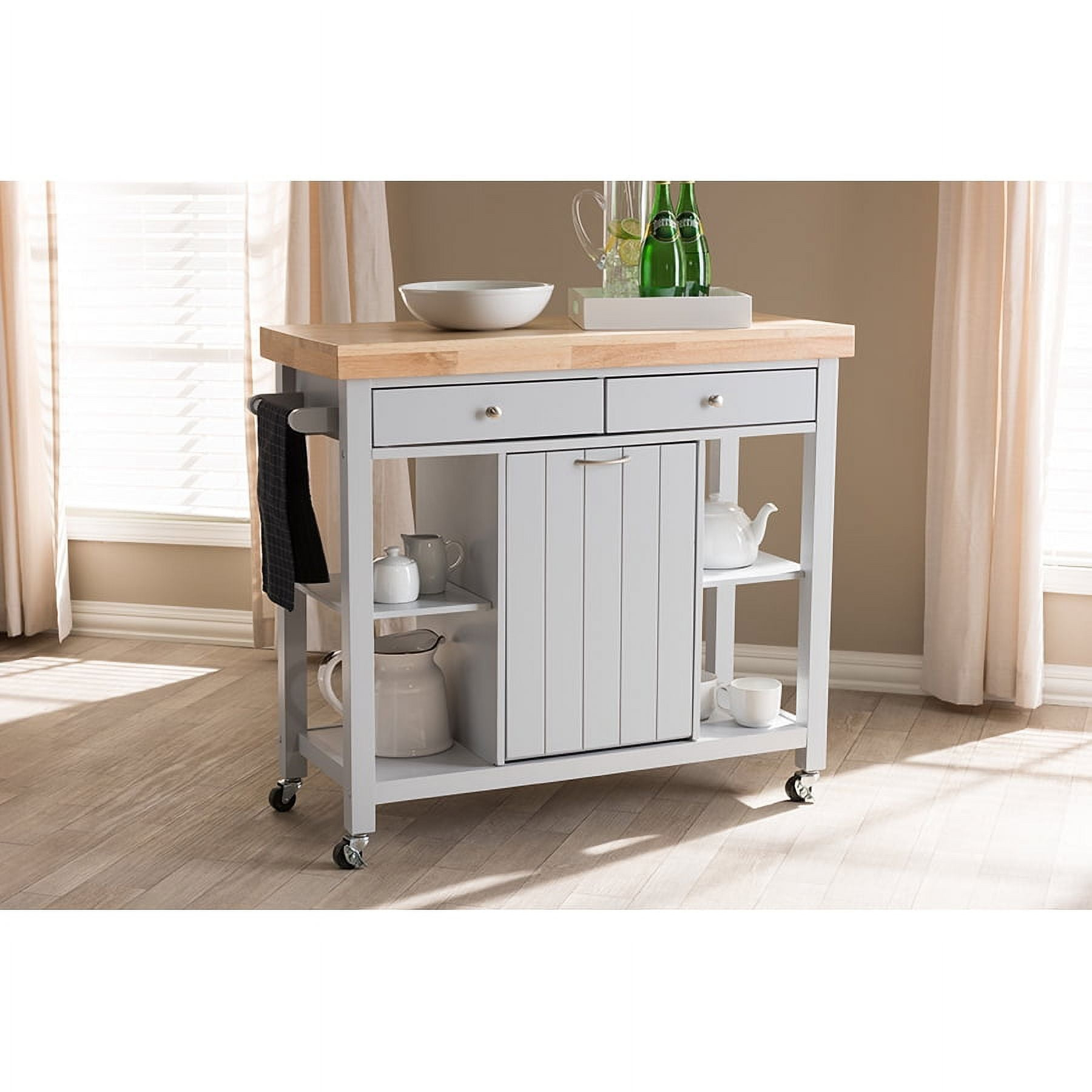 Baxton Studio Hayward Coastal And Farmhouse Light Grey Wood Kitchen ... regarding Transforming Small Kitchens The Impact of a Well Designed Cart