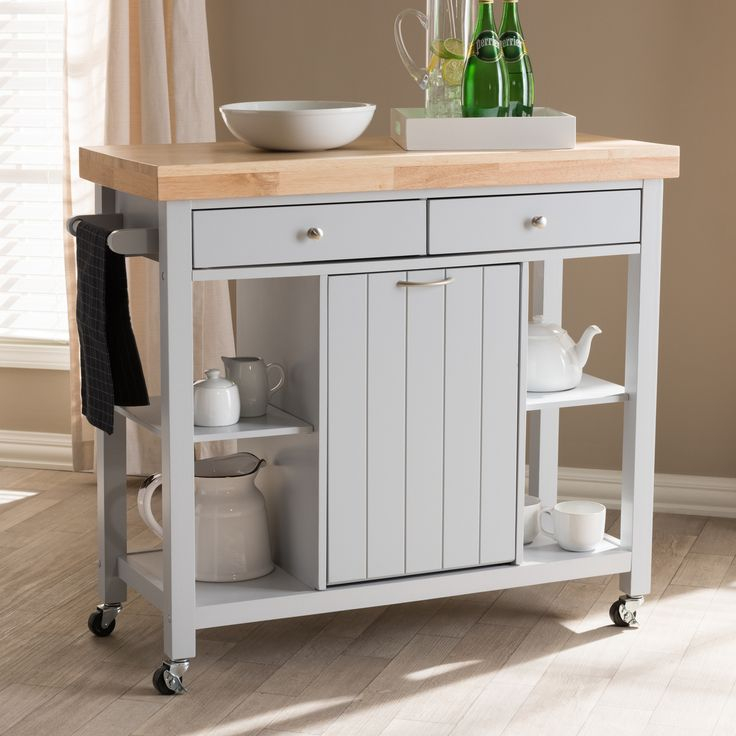 Baxton Studio Hayward Coastal & Farmhouse Light Grey Wood Kitchen Cart ... within Baxton Studio Hayward Kitchen Cart In Light Gray