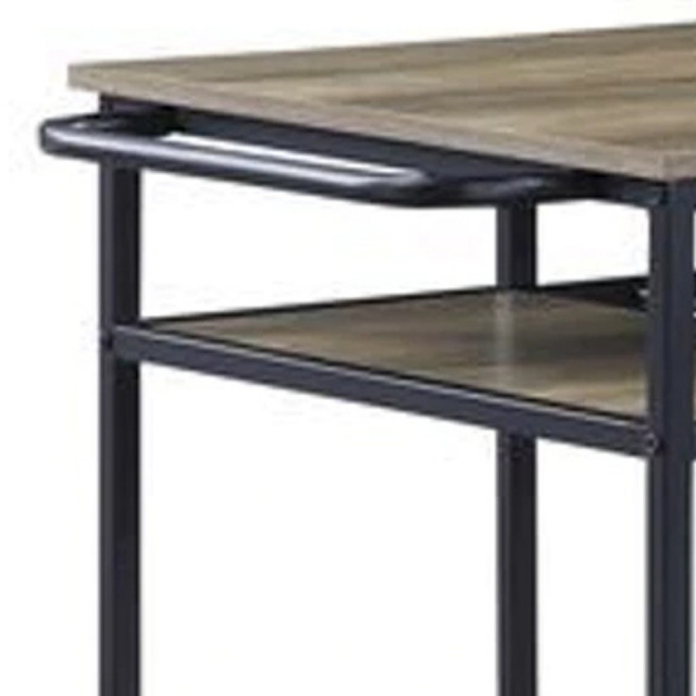 Benzara Bm269086 Kitchen Island With Slatted And Bottom Shelves, Oak ... intended for Building a Beautiful and Functional Kitchen Exploring the Benzara Island's Potential