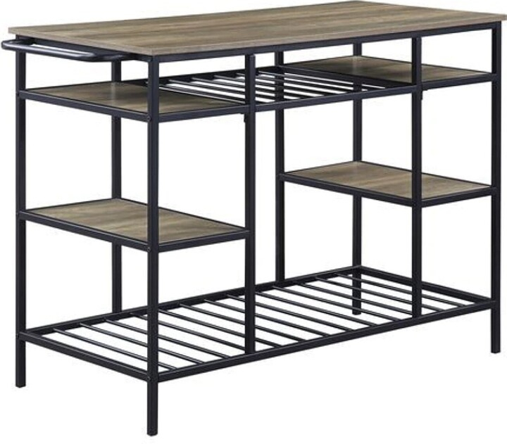 Benzara Kitchen Island With Slatted And Bottom Shelves, Oak Brown ... for Benzara Bm269086 Kitchen Island With Slatted And Bottom Shelves, Oak Brown
