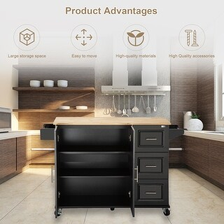 Black Mobile Kitchen Cart With Extendable Rubberwood Surface ... within The Smartest Choices for Your Black Mobile Kitchen Cart Purchase