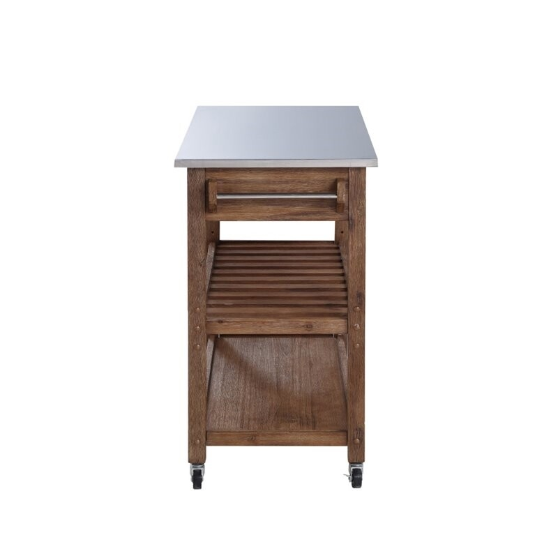 Bowery Hill 2-Drawer Farmhouse Wood Kitchen Cart With Casters In ... within Beyond the Basics Essential Features to Consider When Choosing a Kitchen Cart