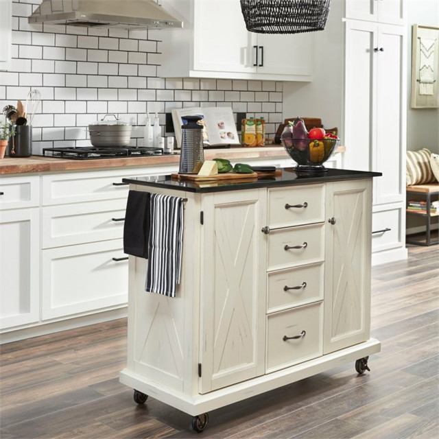 Bowery Hill Traditional Wood Kitchen Cart In White - Farmhouse ... with The Ultimate Guide to Assembly and Maintenance of Your Kitchen Cart
