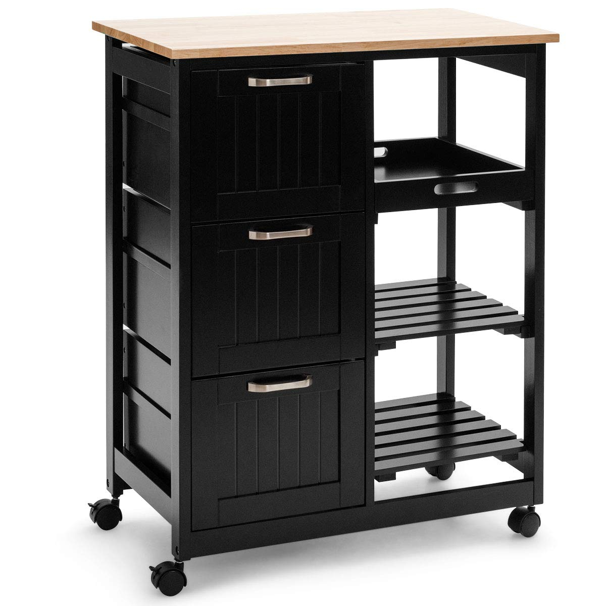Buy Giantex Kitchen Island Cart, Home Bar Serving Cart, Kitchen Trolley ... within The Smartest Choices for Your Black Mobile Kitchen Cart Purchase