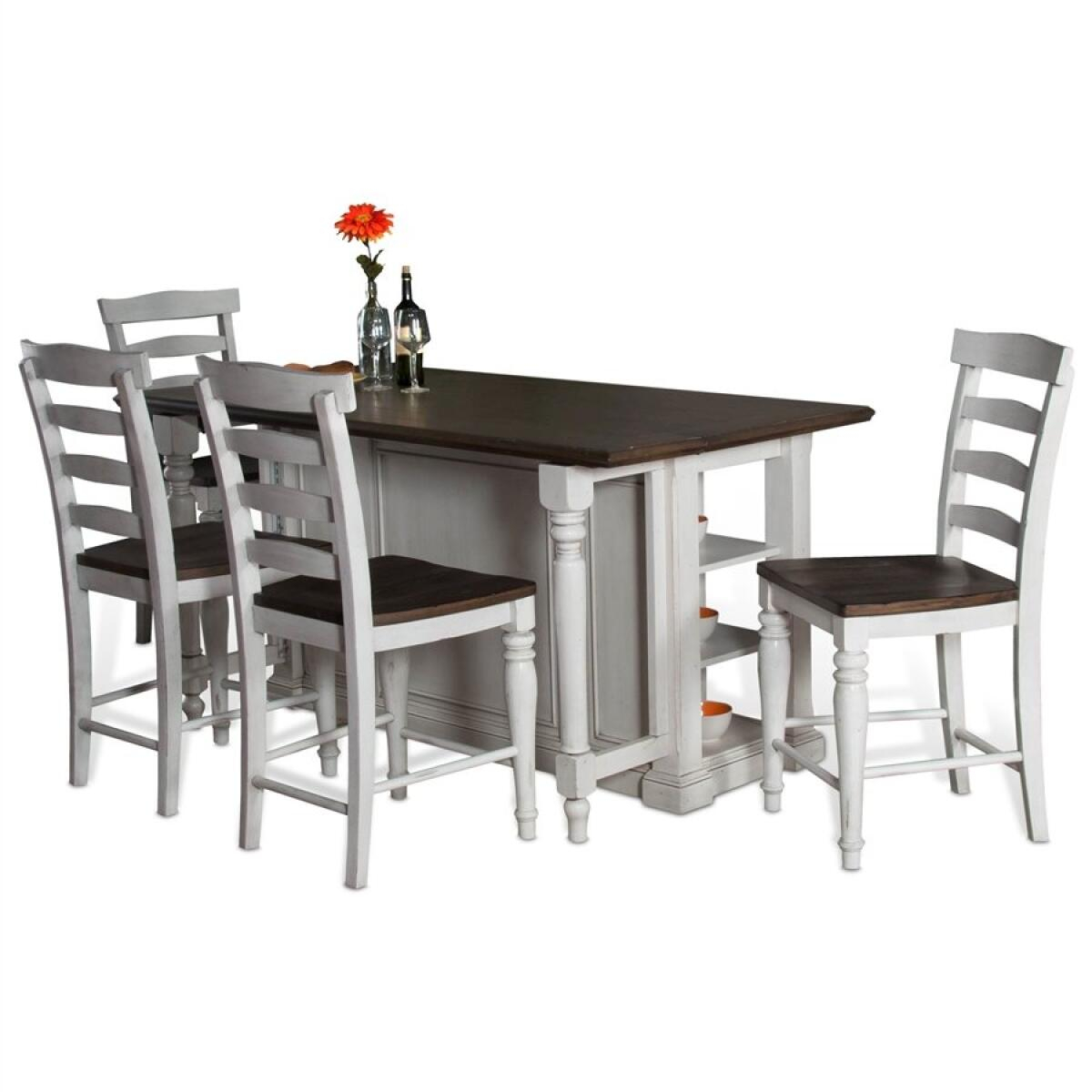 Carriage House Kitchen Island Tablewith Drop Leaf Dining Set - Fiore ... inside Carriage House Kitchen Island With 13" Drop Leaf