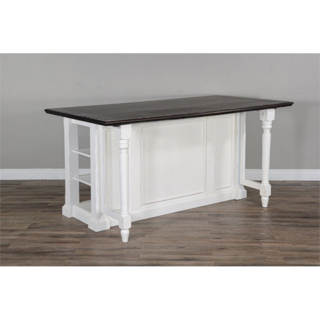 Catania 71.5" Wood Kitchen Island In White/Dark Brown Finish ... inside Catania 71.5" Wood Kitchen Island In White/Dark Brown Finish