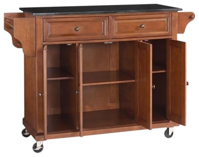 Catania Modern / Contemporary Black Granite Top Kitchen Cart In Cherry ... for Catania Kitchen Island Assembly and Care Tips for Longevity and Beauty